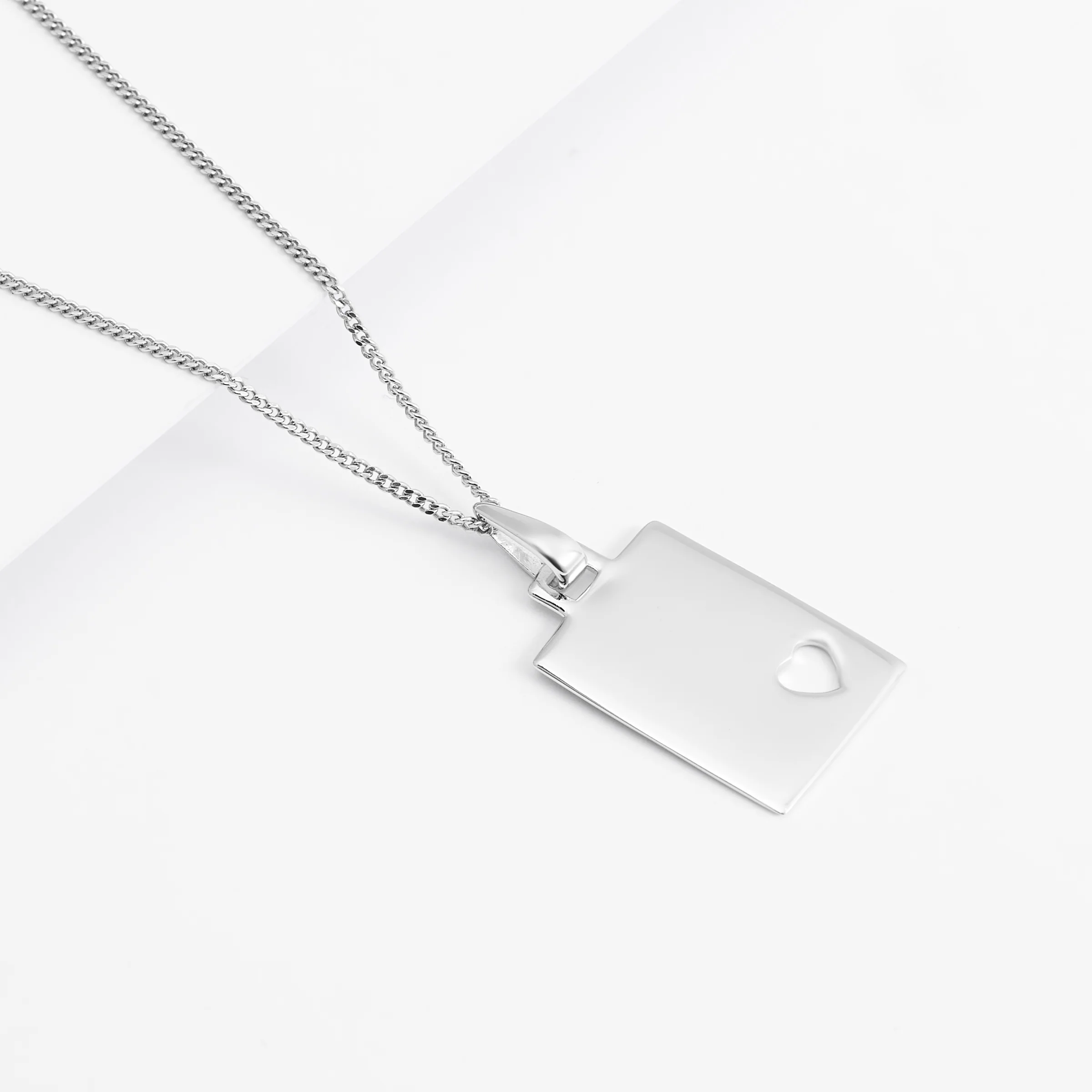 Sterling Silver Dog Tag Pendant With Heart Cutout - Image 3