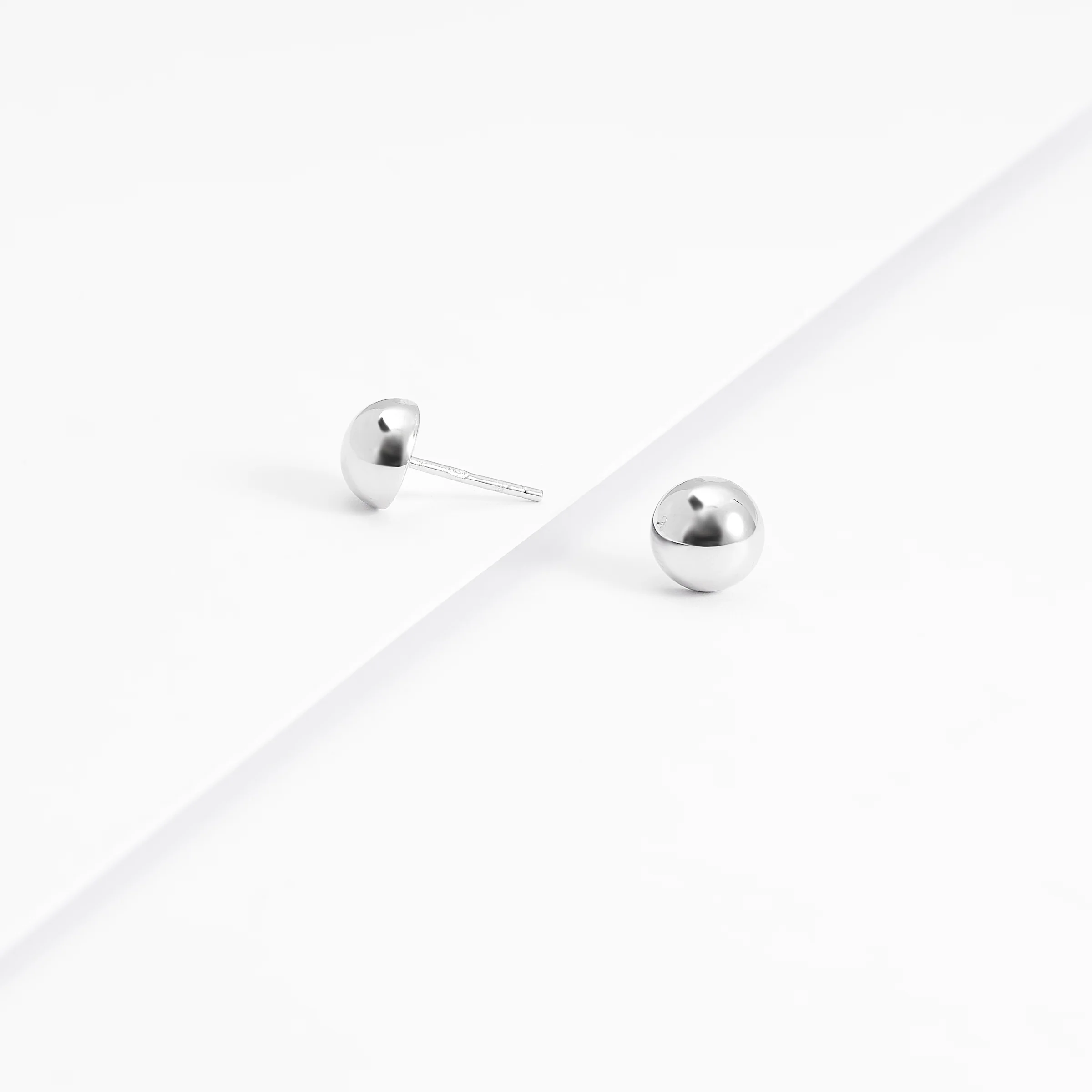 Sterling Silver Dome Ball Stud Earrings - Image 10