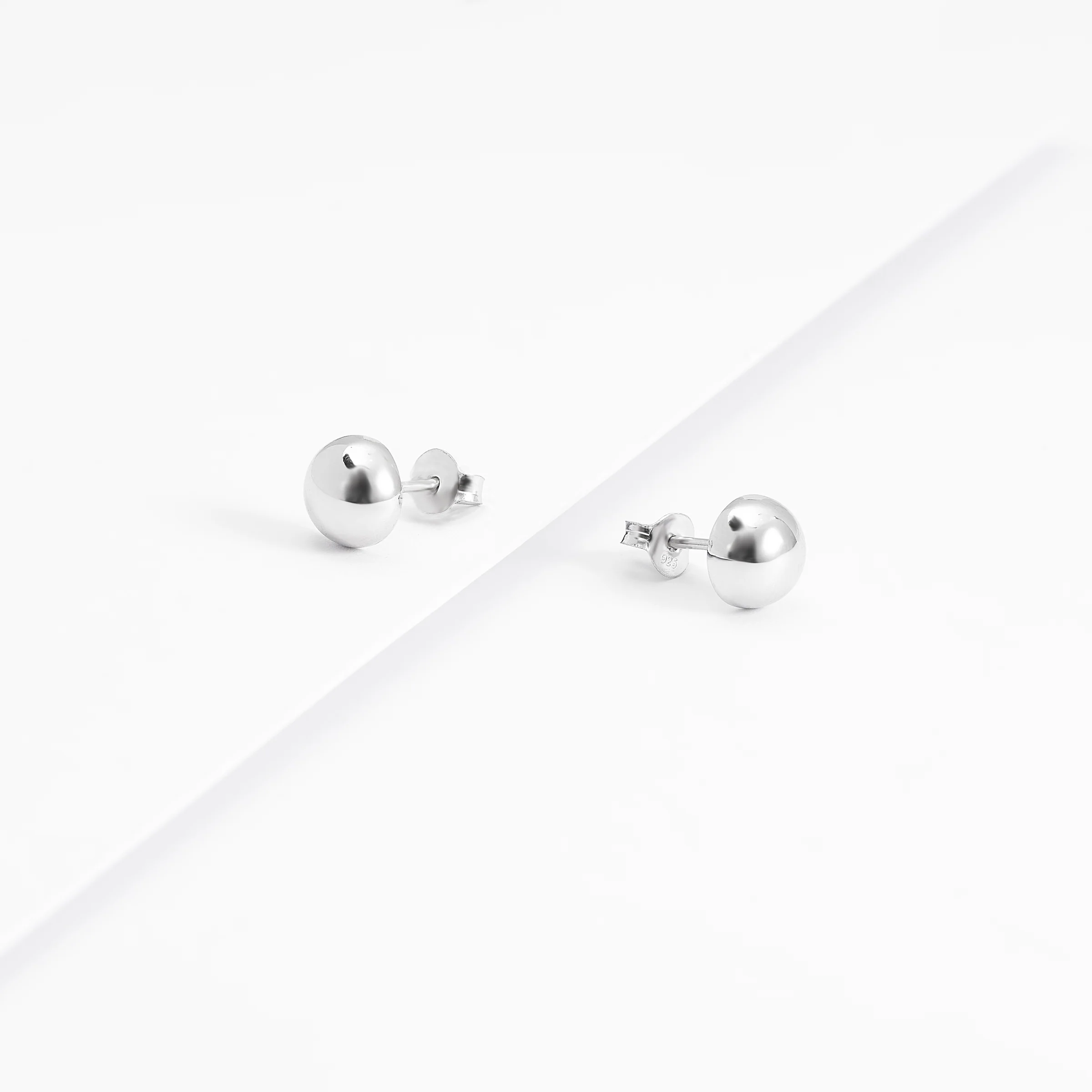 Sterling Silver Dome Ball Stud Earrings - Image 11