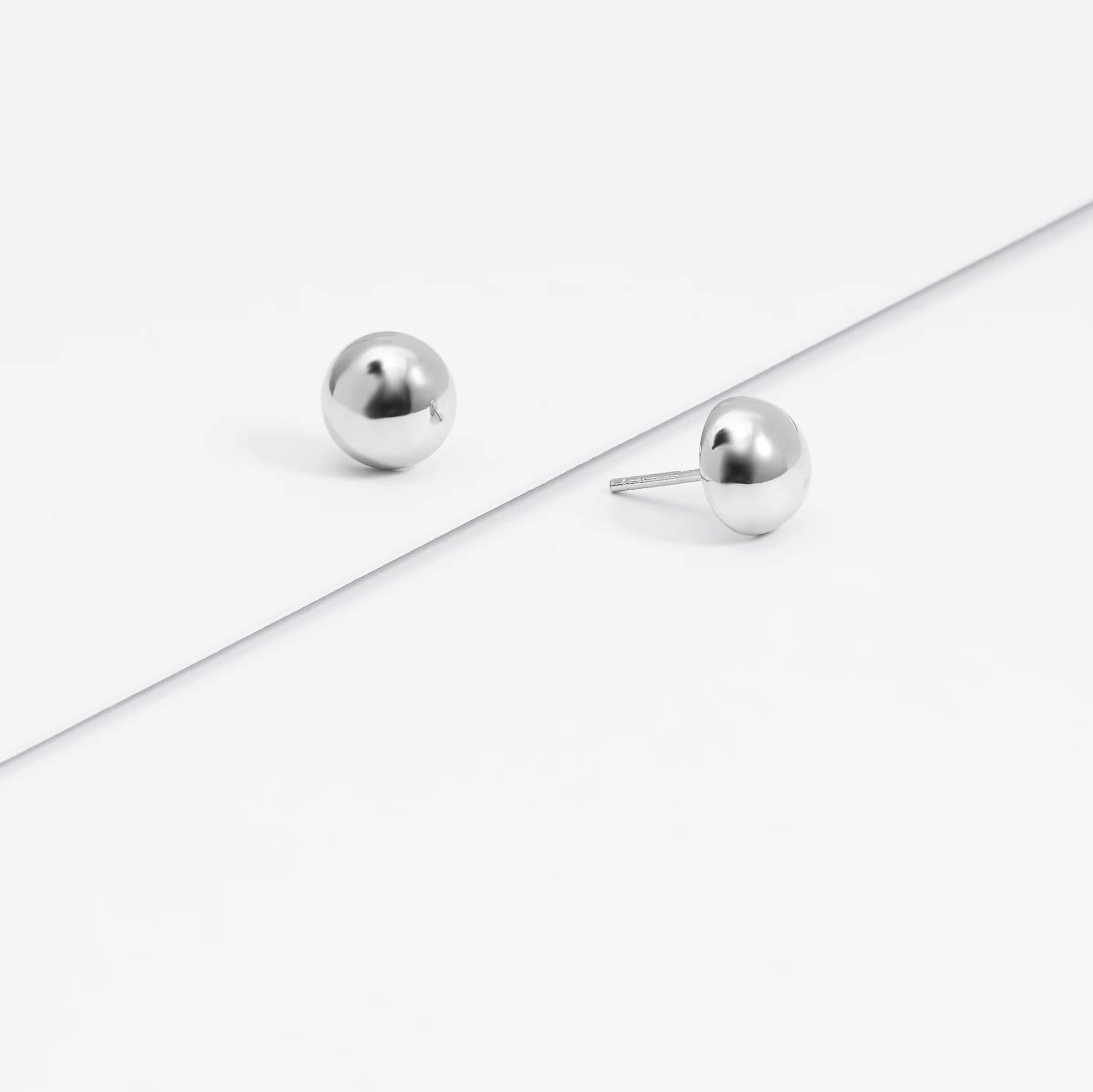Sterling Silver Dome Ball Stud Earrings - Image 13