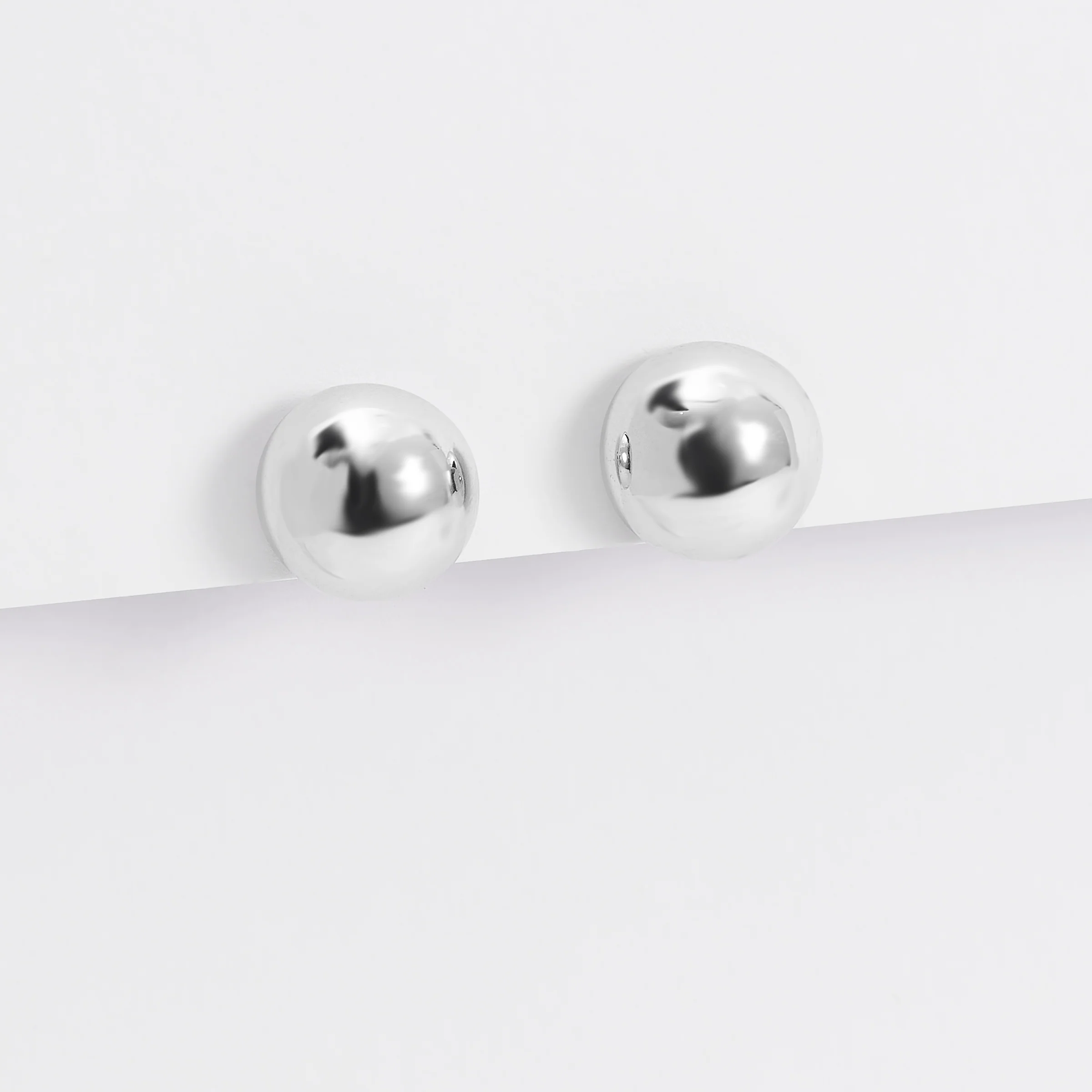 Sterling Silver Dome Ball Stud Earrings - Image 3