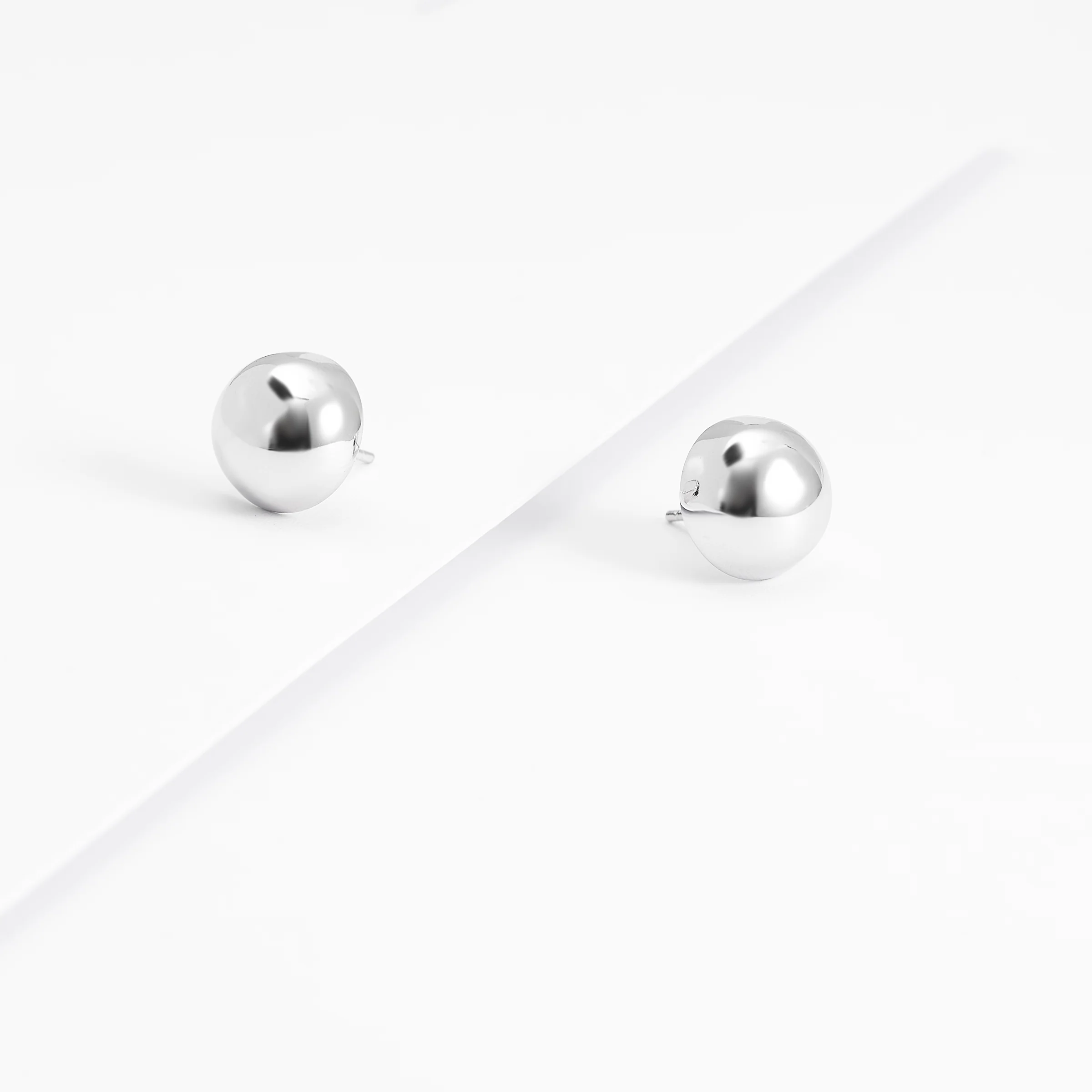Sterling Silver Dome Ball Stud Earrings - Image 4