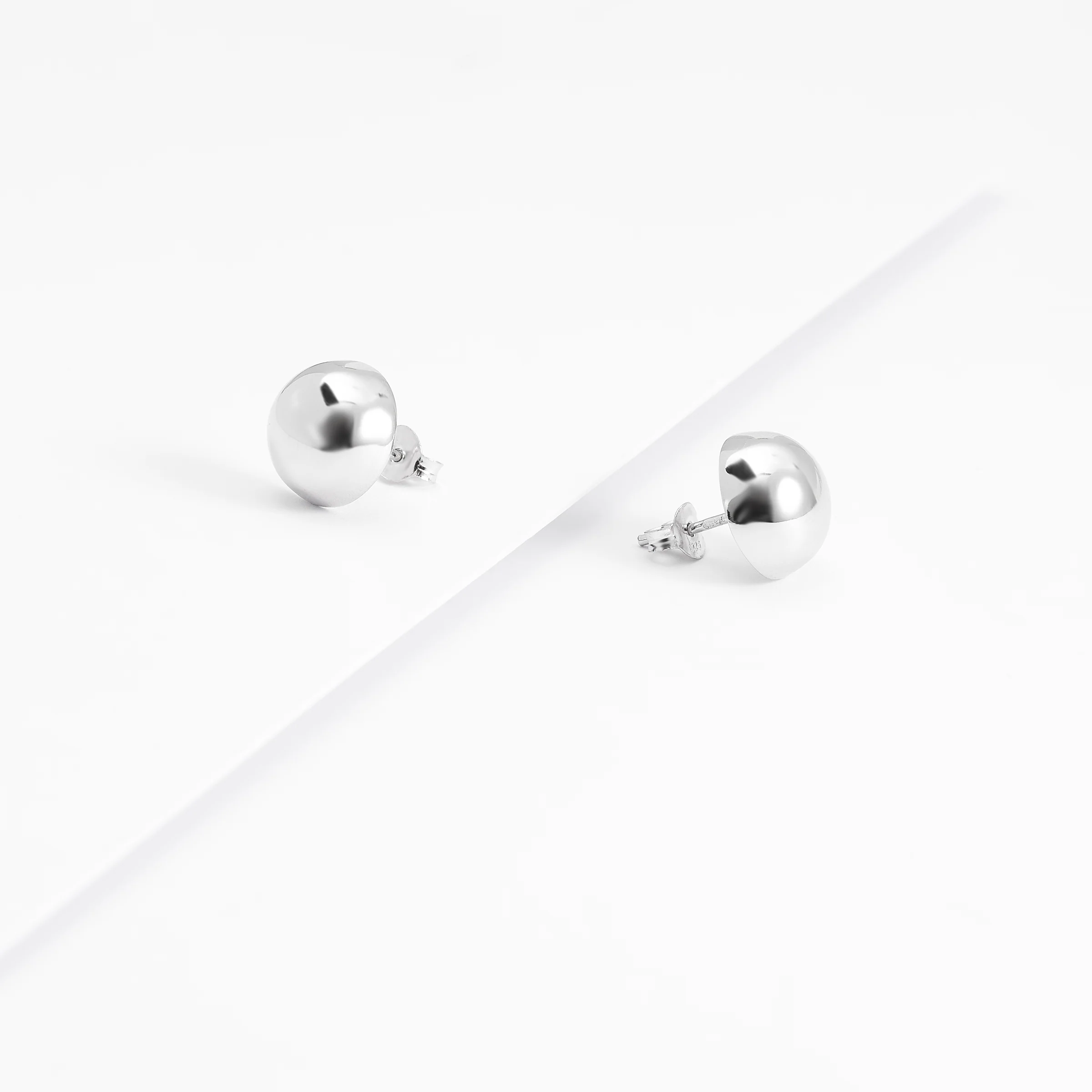 Sterling Silver Dome Ball Stud Earrings - Image 5