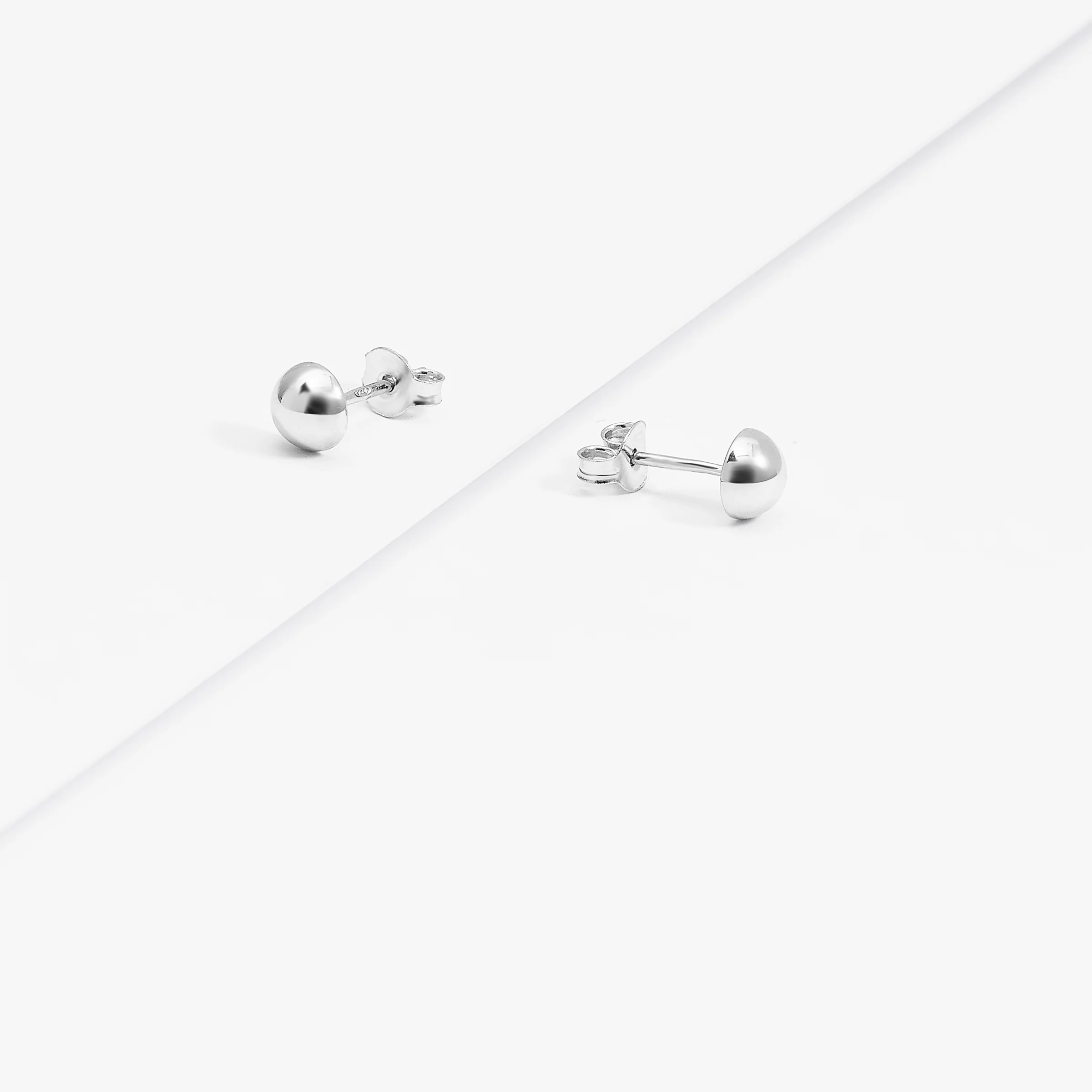 Sterling Silver Dome Ball Stud Earrings - Image 9