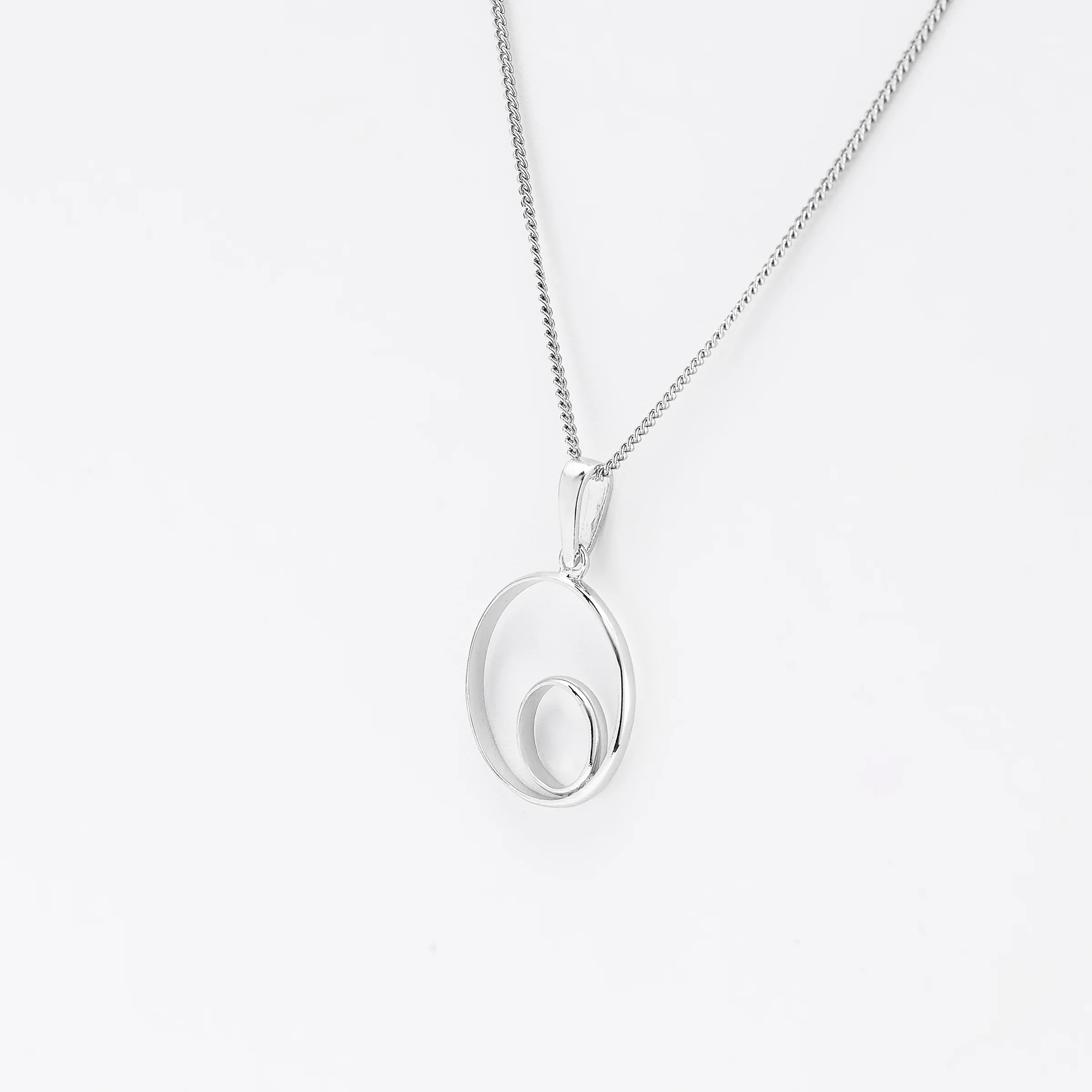 Sterling Silver Double Circle Pendant 14mm - Image 2