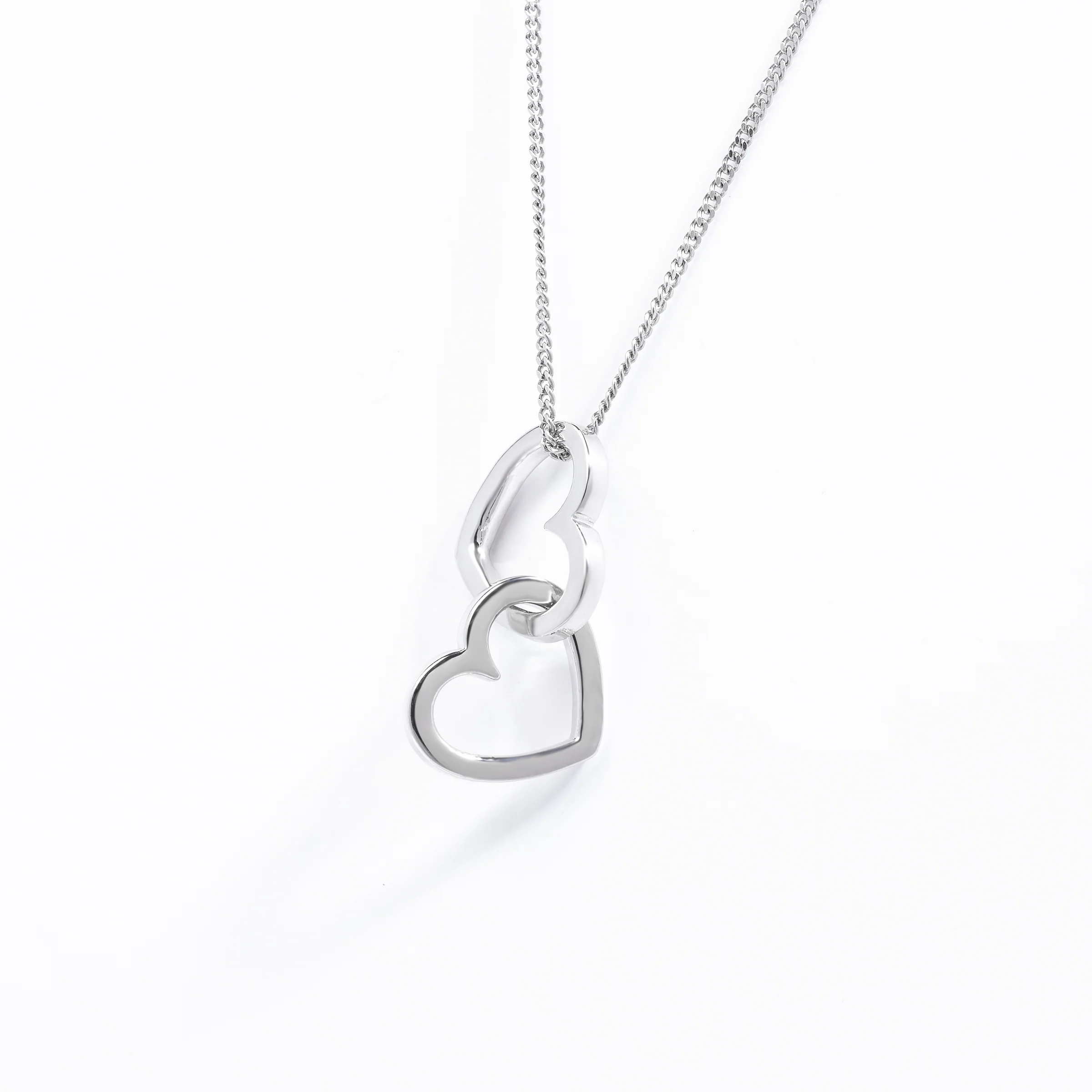 Sterling Silver Double Interlocking Open Heart Pendant - Image 2