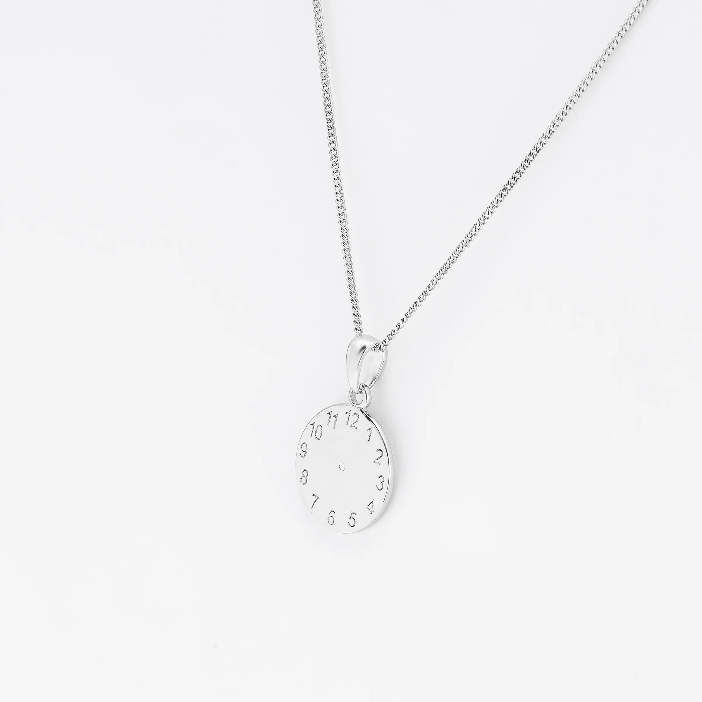 Sterling Silver Engravable Clock Face Pendant - Image 2