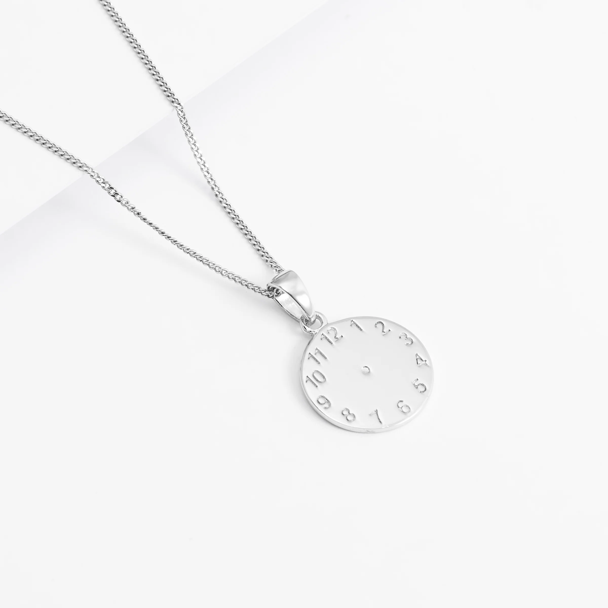 Sterling Silver Engravable Clock Face Pendant - Image 3