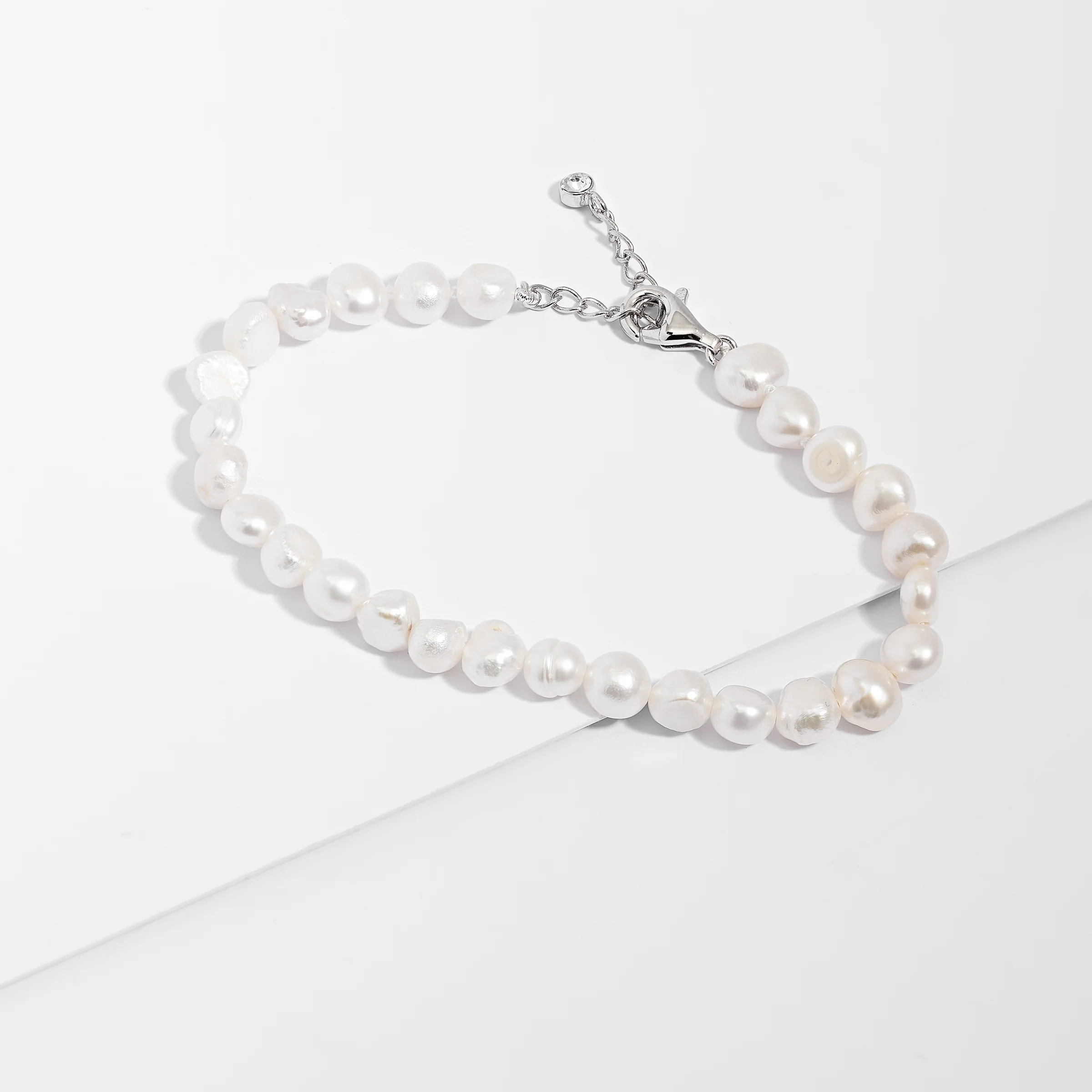 Sterling Silver Freshwater Keshi Pearl Bracelet - Image 2