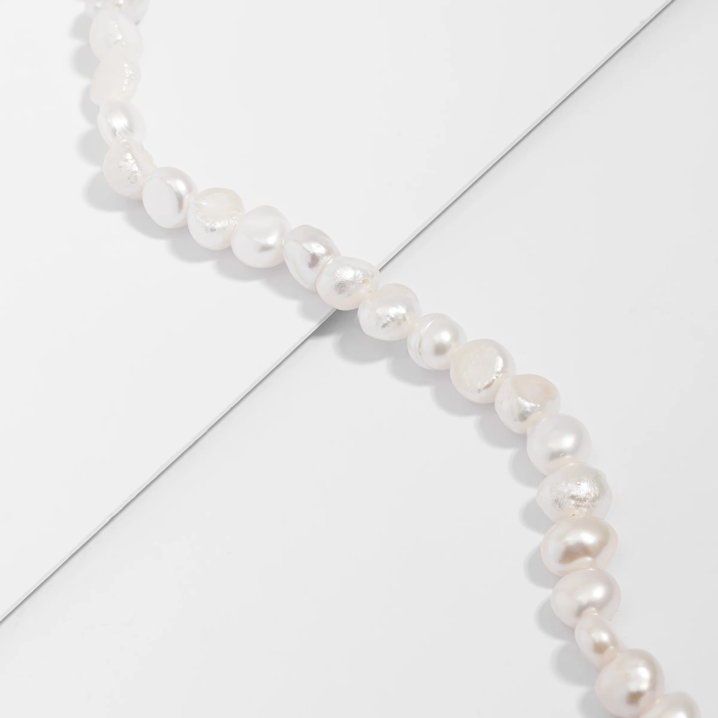 Sterling Silver Freshwater Keshi Pearl Strand Necklace 42cm - Image 2