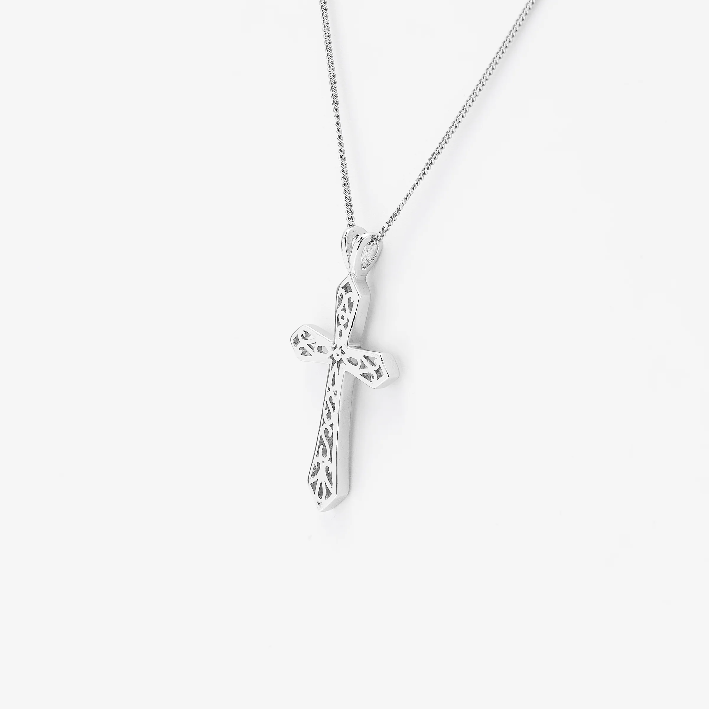 Sterling Silver Fret Work Cross Pendant - Image 2