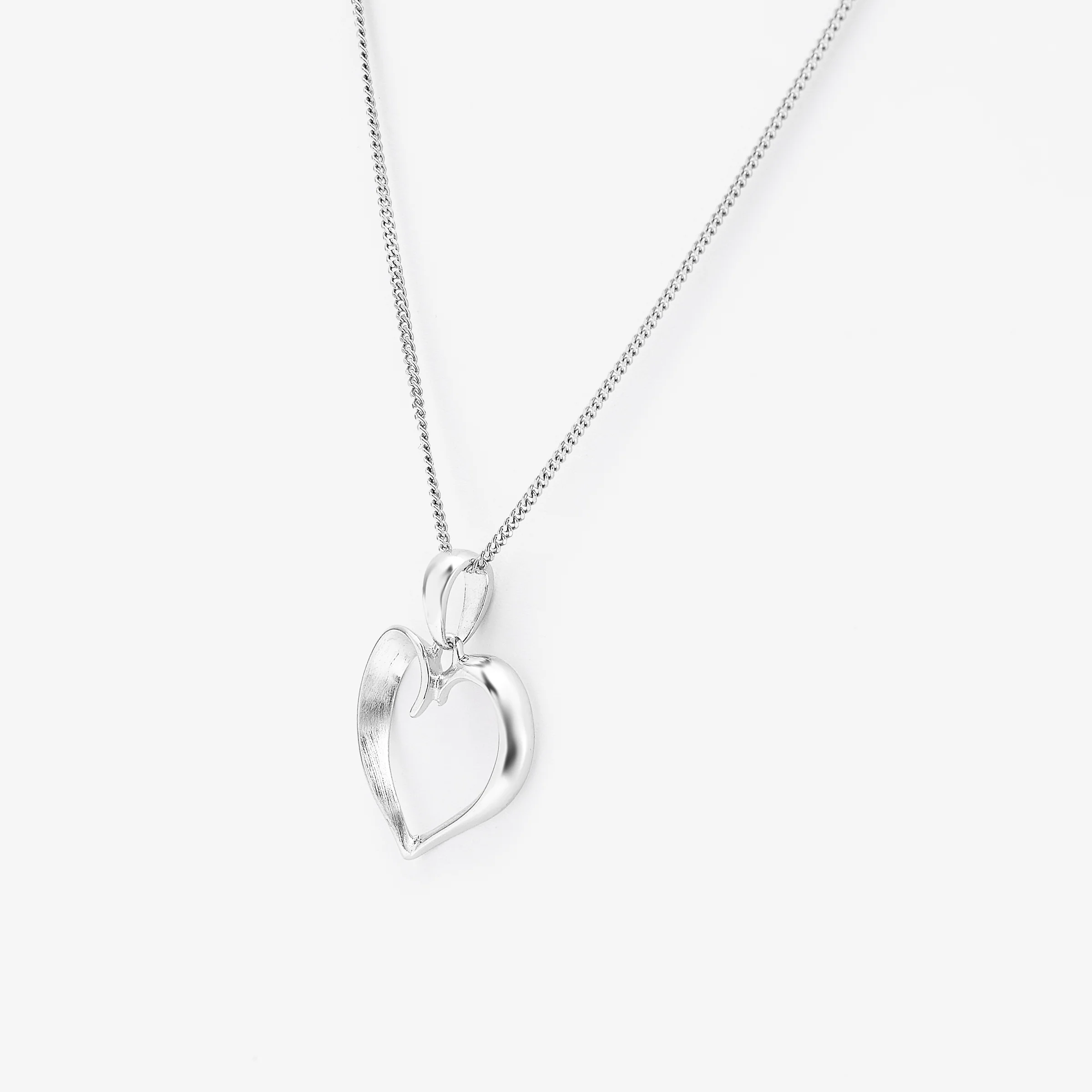 Sterling Silver Matte/Polished Open Heart Pendant 15mm - Image 2