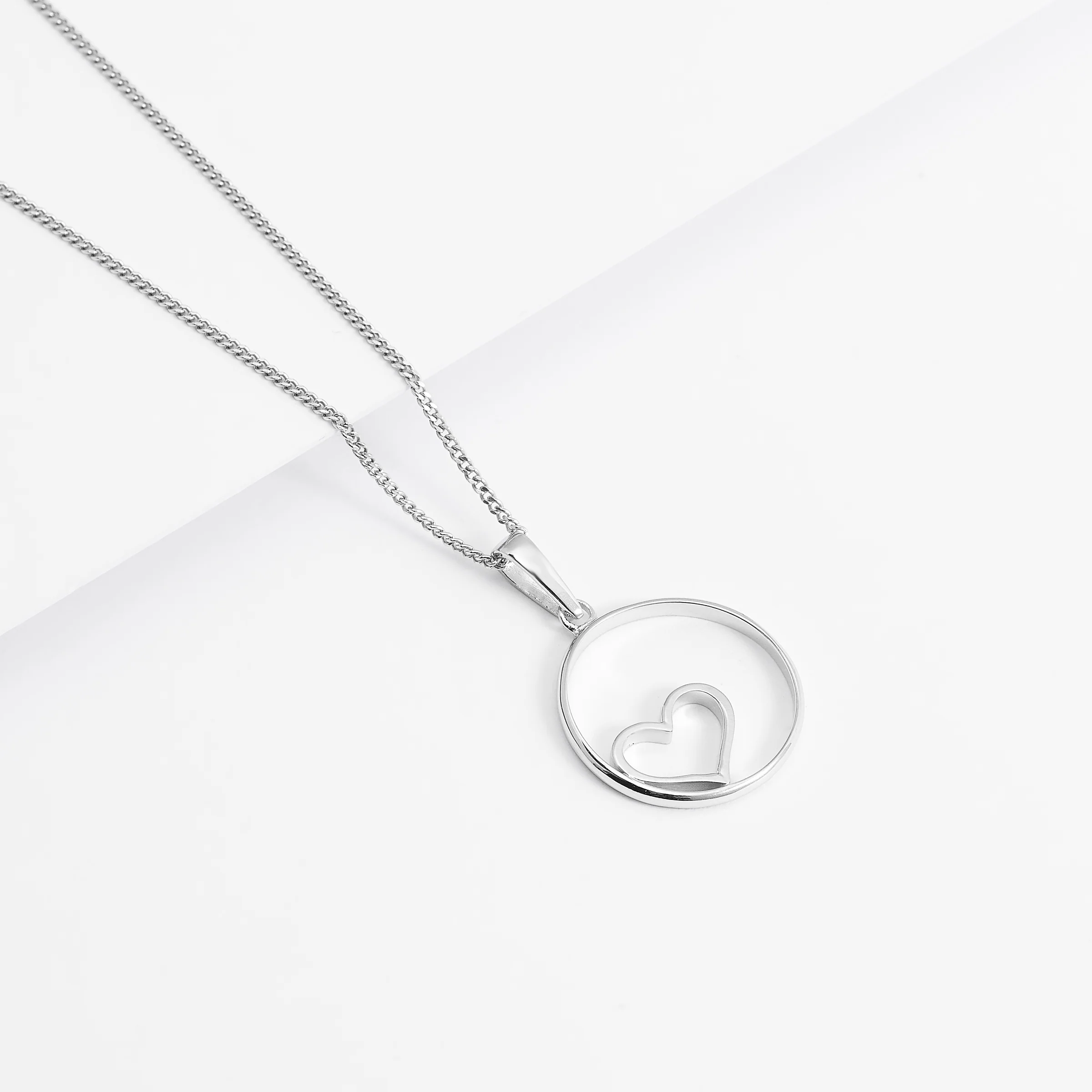 Sterling Silver Open Circle With Heart Pendant - Image 3