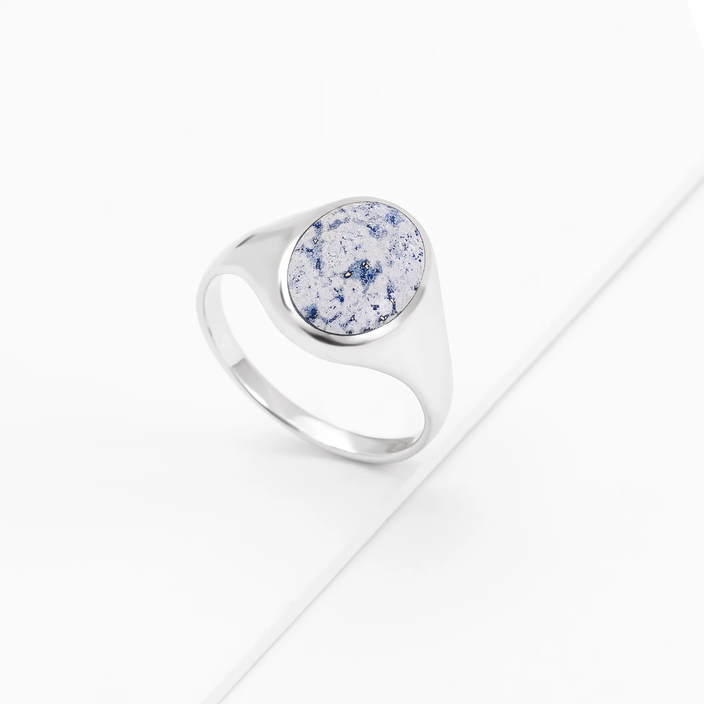 Sterling Silver Oval Lapis Signet Ring - Image 2