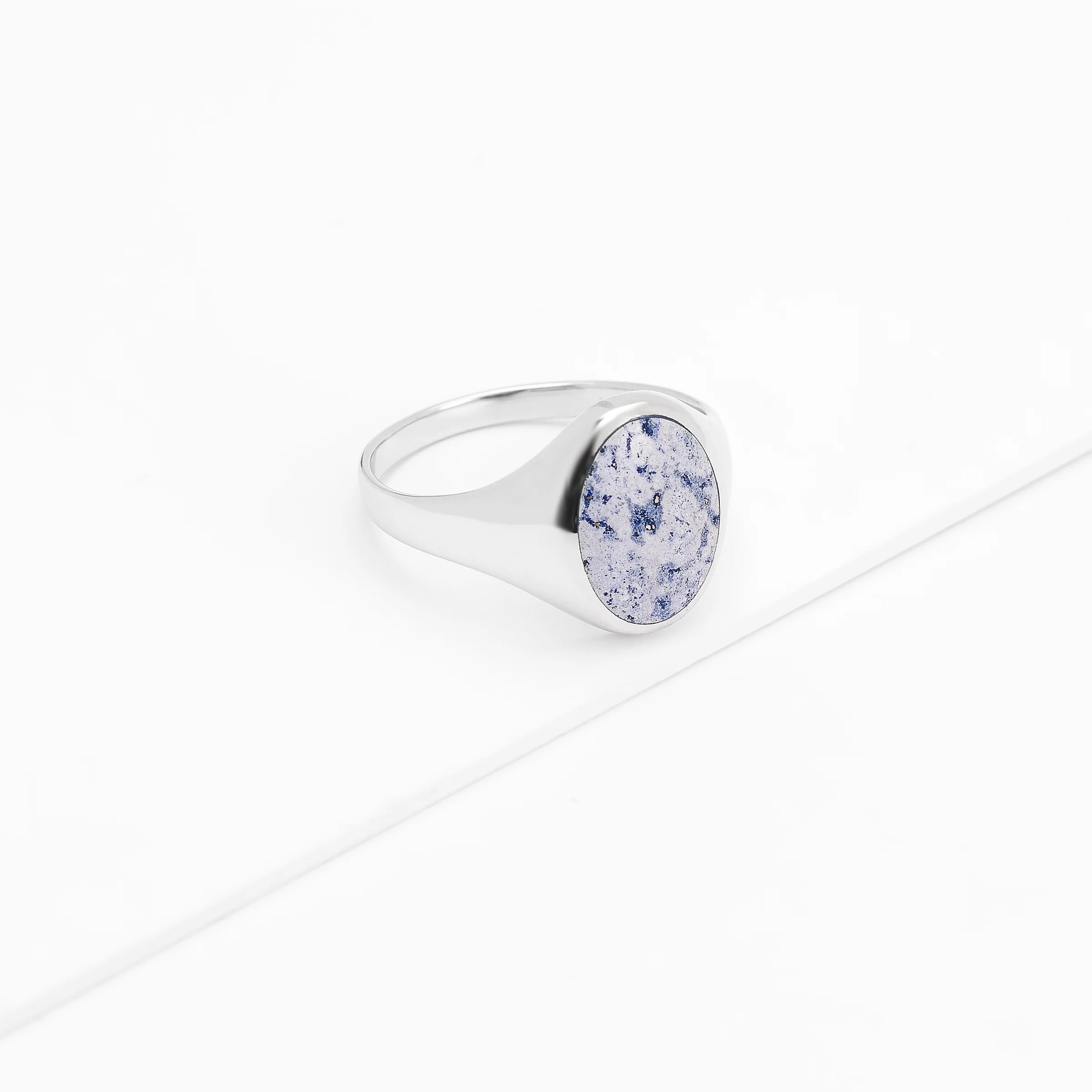 Sterling Silver Oval Lapis Signet Ring - Image 3