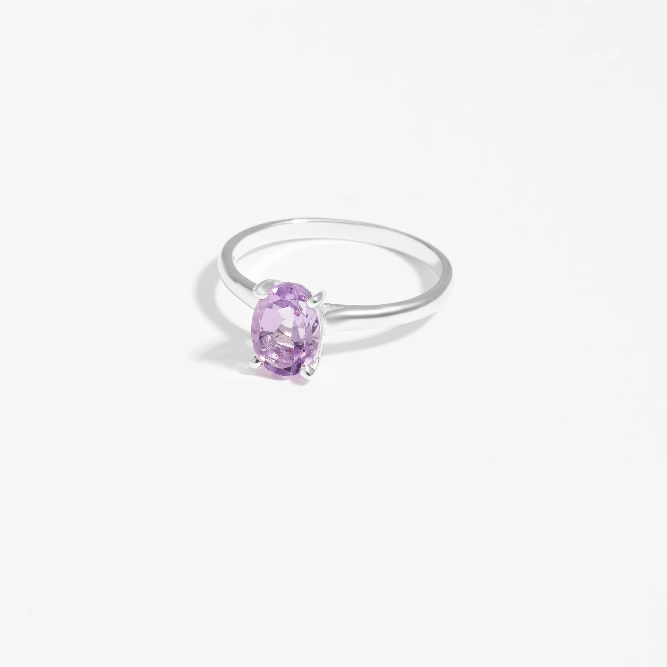 Sterling Silver Oval Pink Amethyst June Birthstone Ring - Image 2