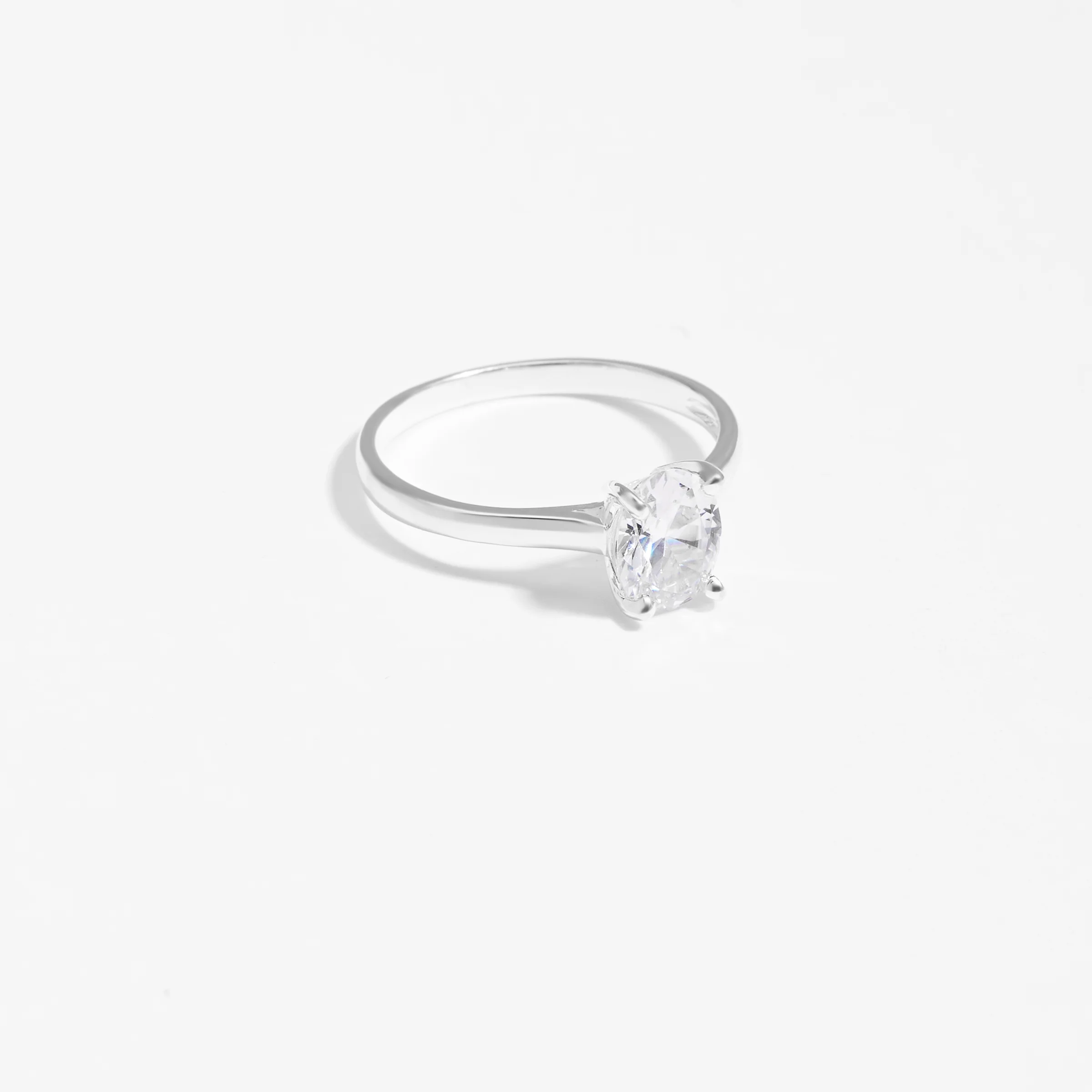 Sterling Silver Oval Zirconia April Birthstone Ring - Image 2