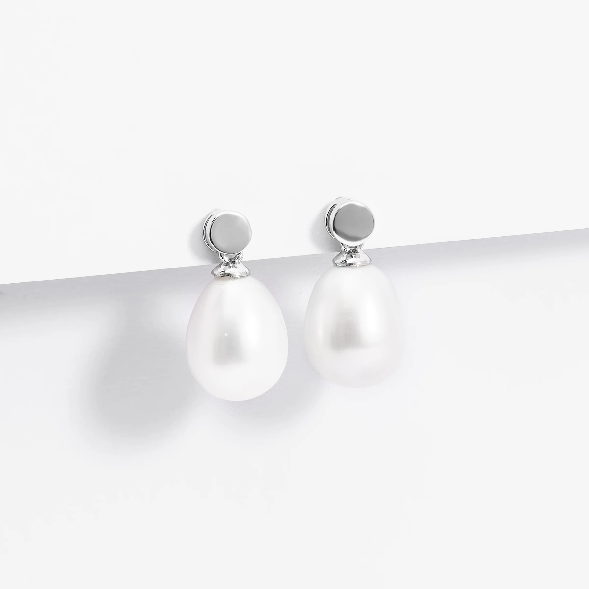 Sterling Silver Pearl Drop Stud Earrings - Image 2