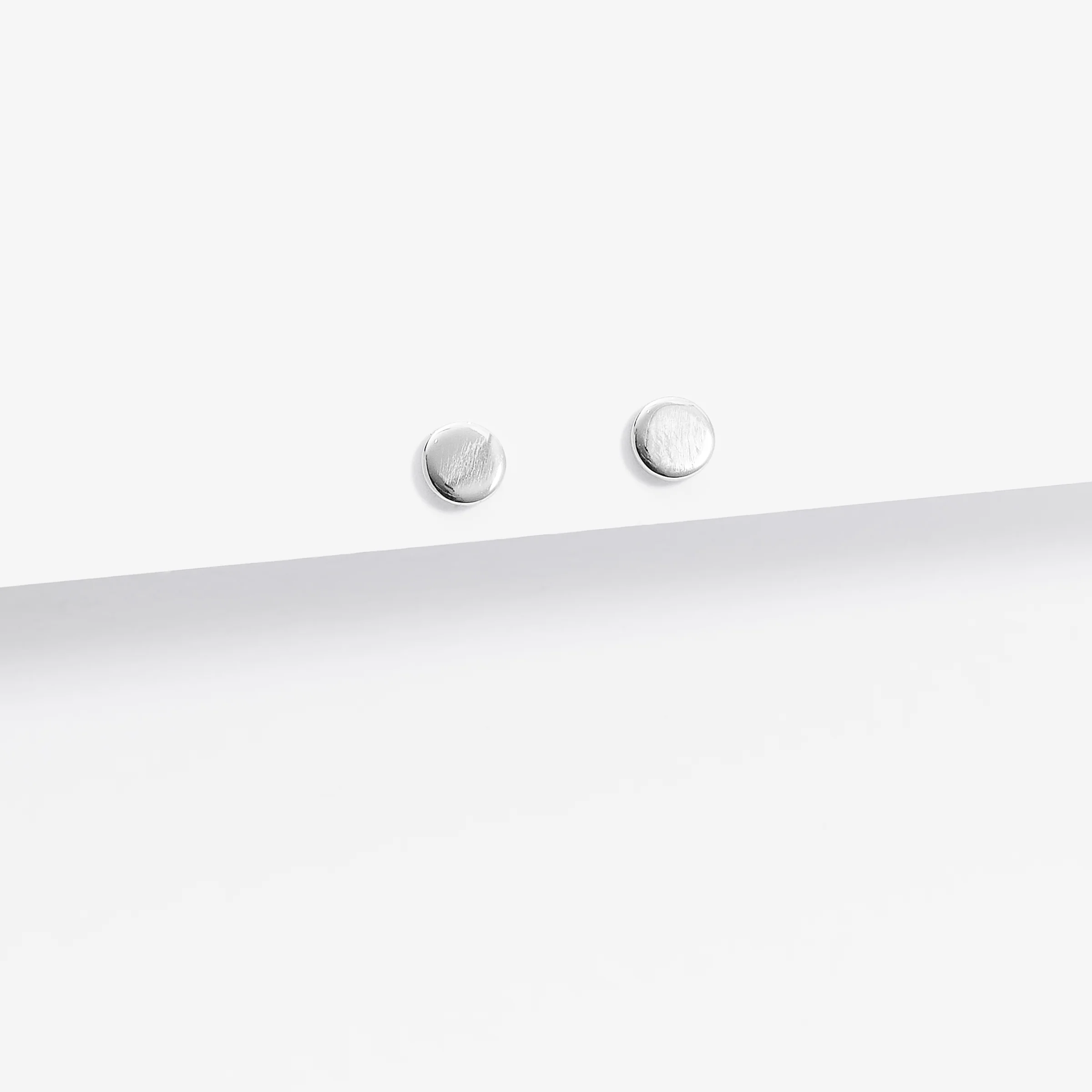 Sterling Silver Petite Round Disc Stud Earrings 4mm - Image 2