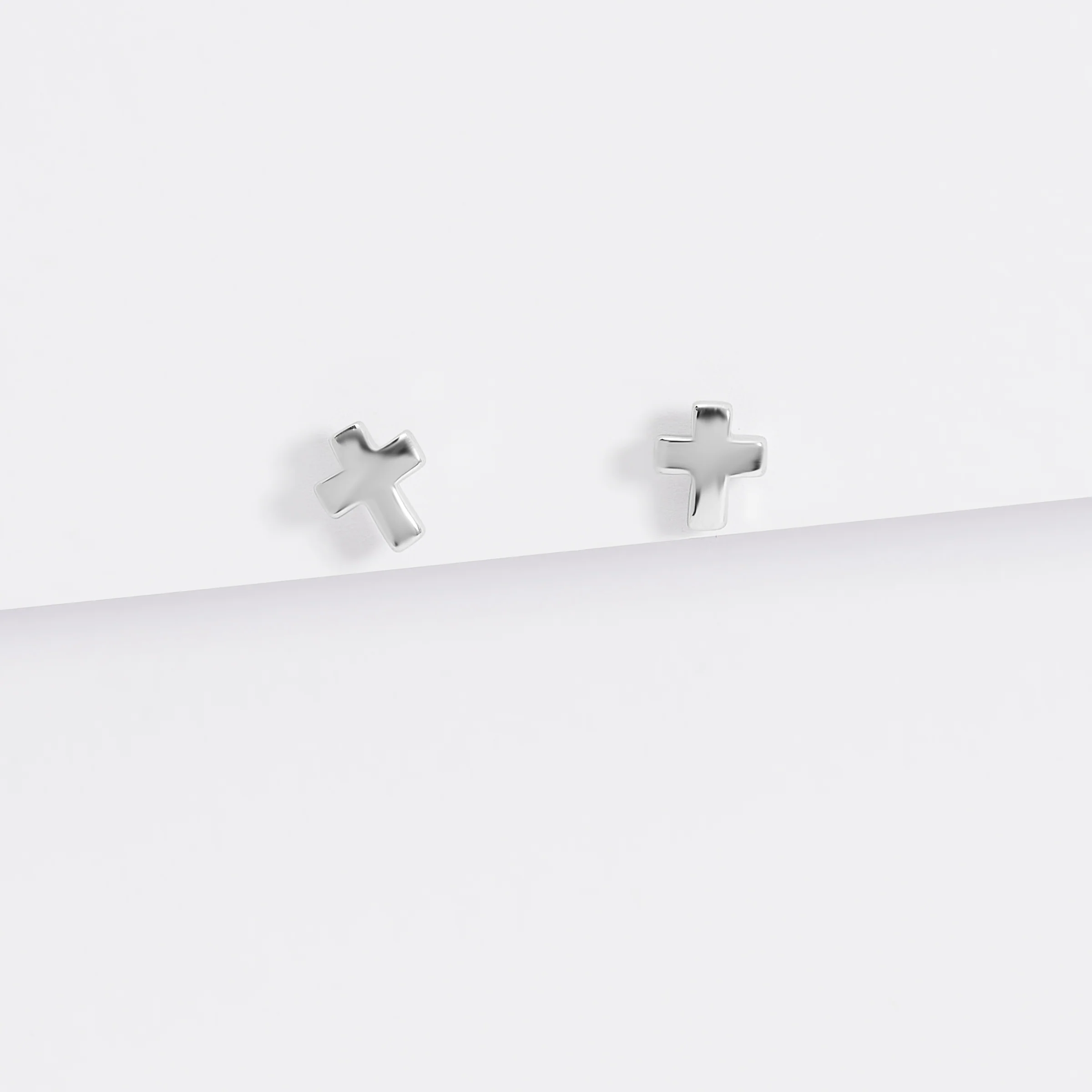 Sterling Silver Plain Cross Stud Earrings - Image 3