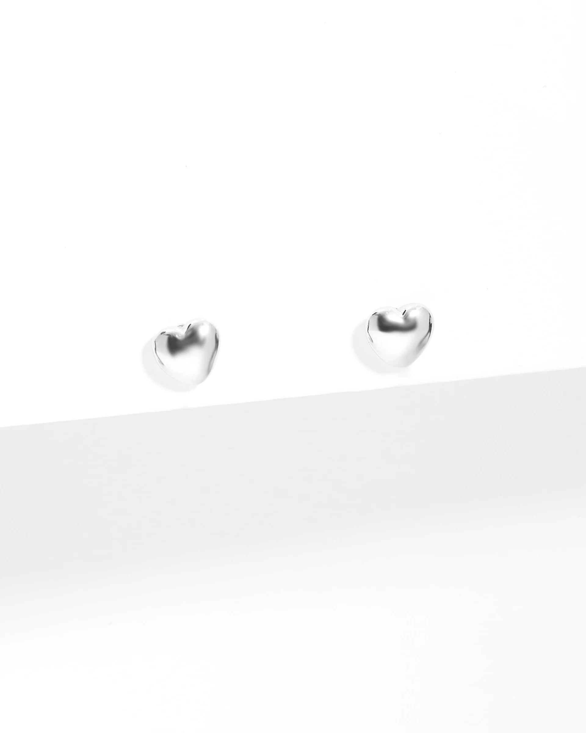 Sterling Silver Plain Heart Stud Earrings - Image 2