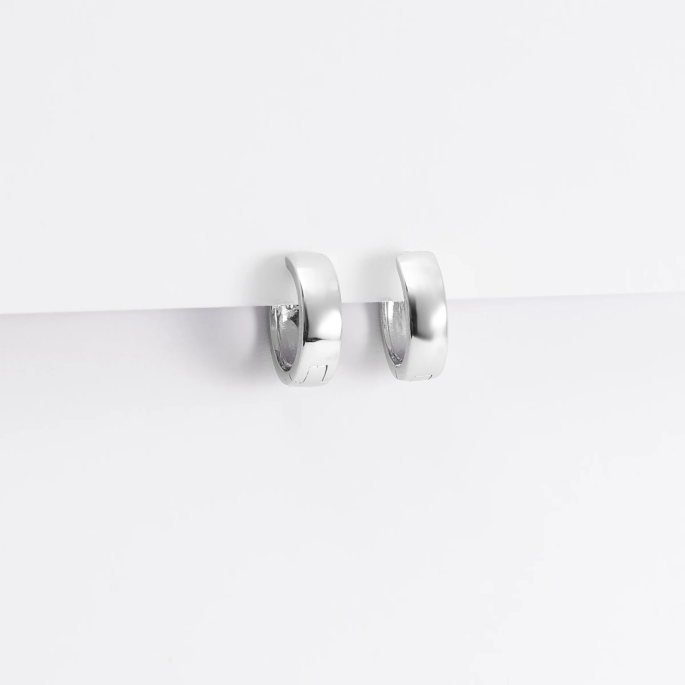 Sterling Silver Plain Huggie Earrings 12.5mm - Image 3