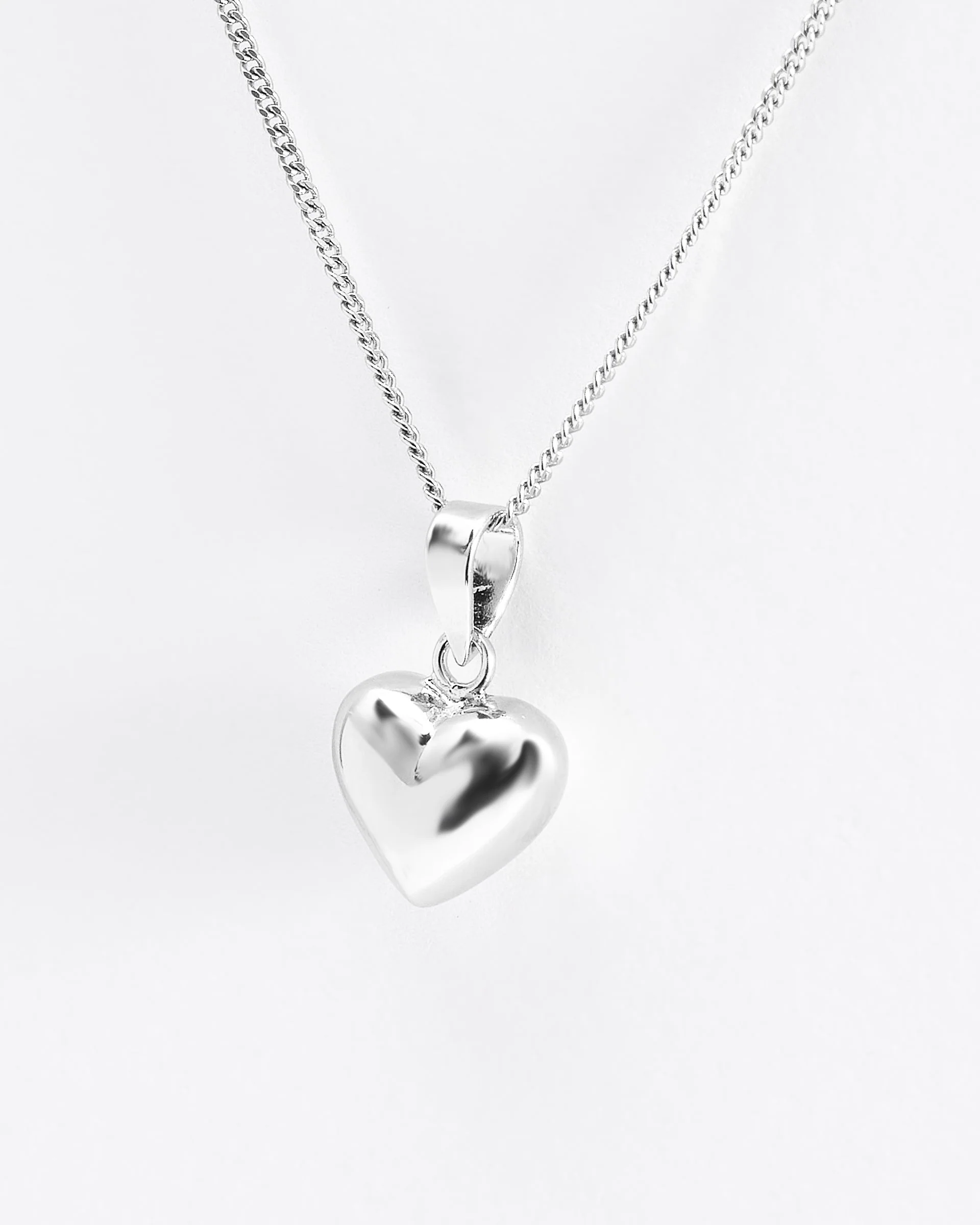 Sterling Silver Plain Puffy Heart Pendant 10mm - Image 2