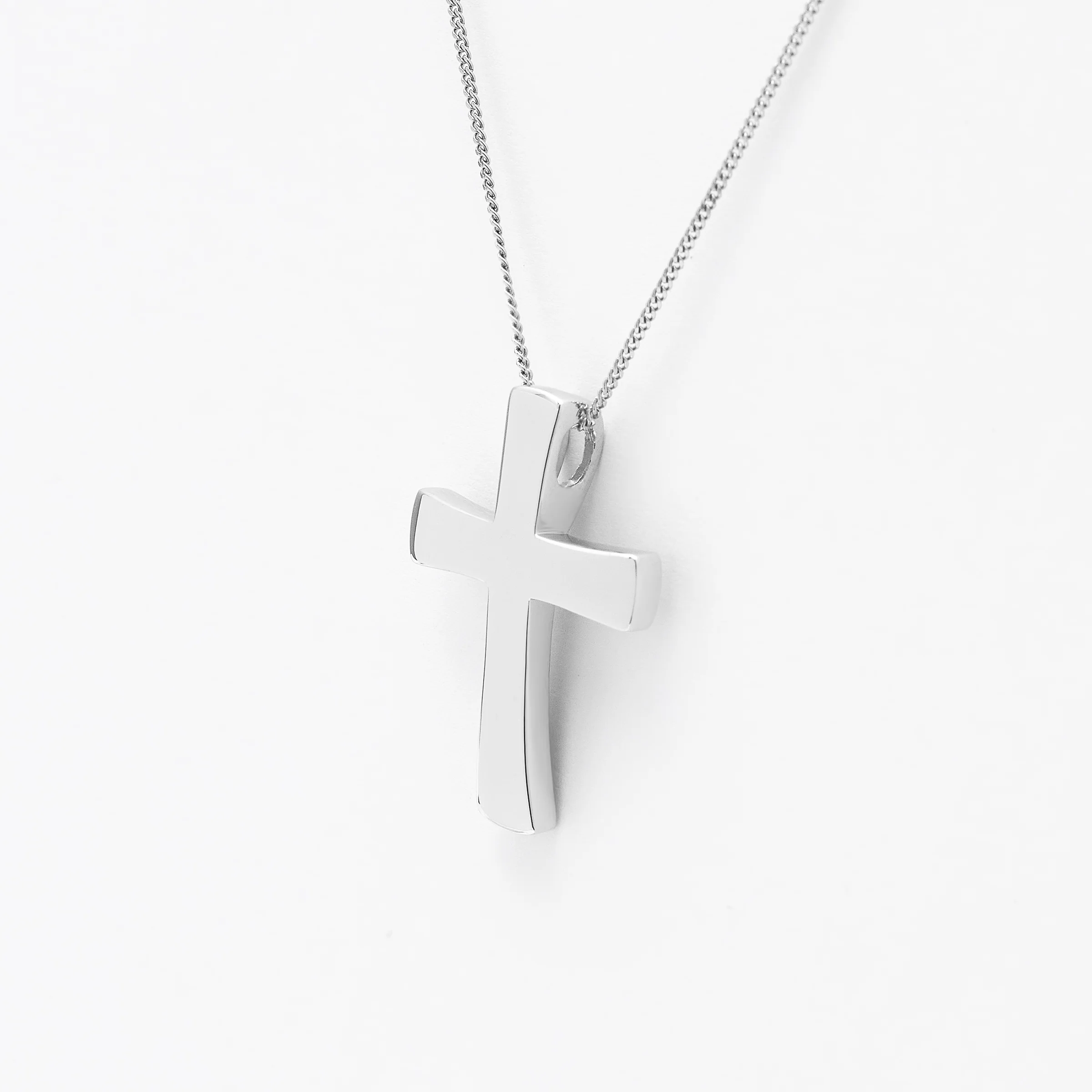 Sterling Silver Plain Rounded Cross Slider Pendant 23x30mm - Image 2