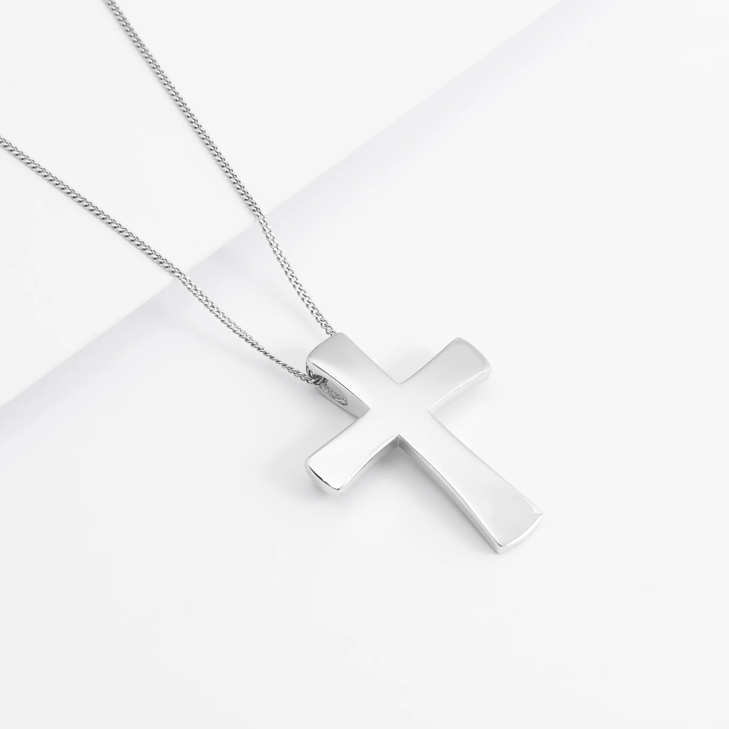 Sterling Silver Plain Rounded Cross Slider Pendant 23x30mm - Image 3