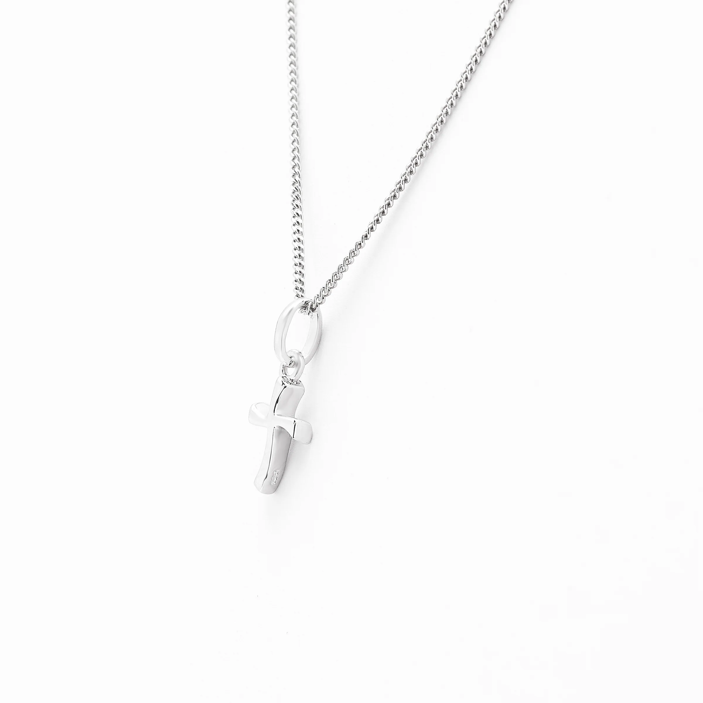 Sterling Silver Plain Wavy Cross Pendant 7x9mm - Image 2