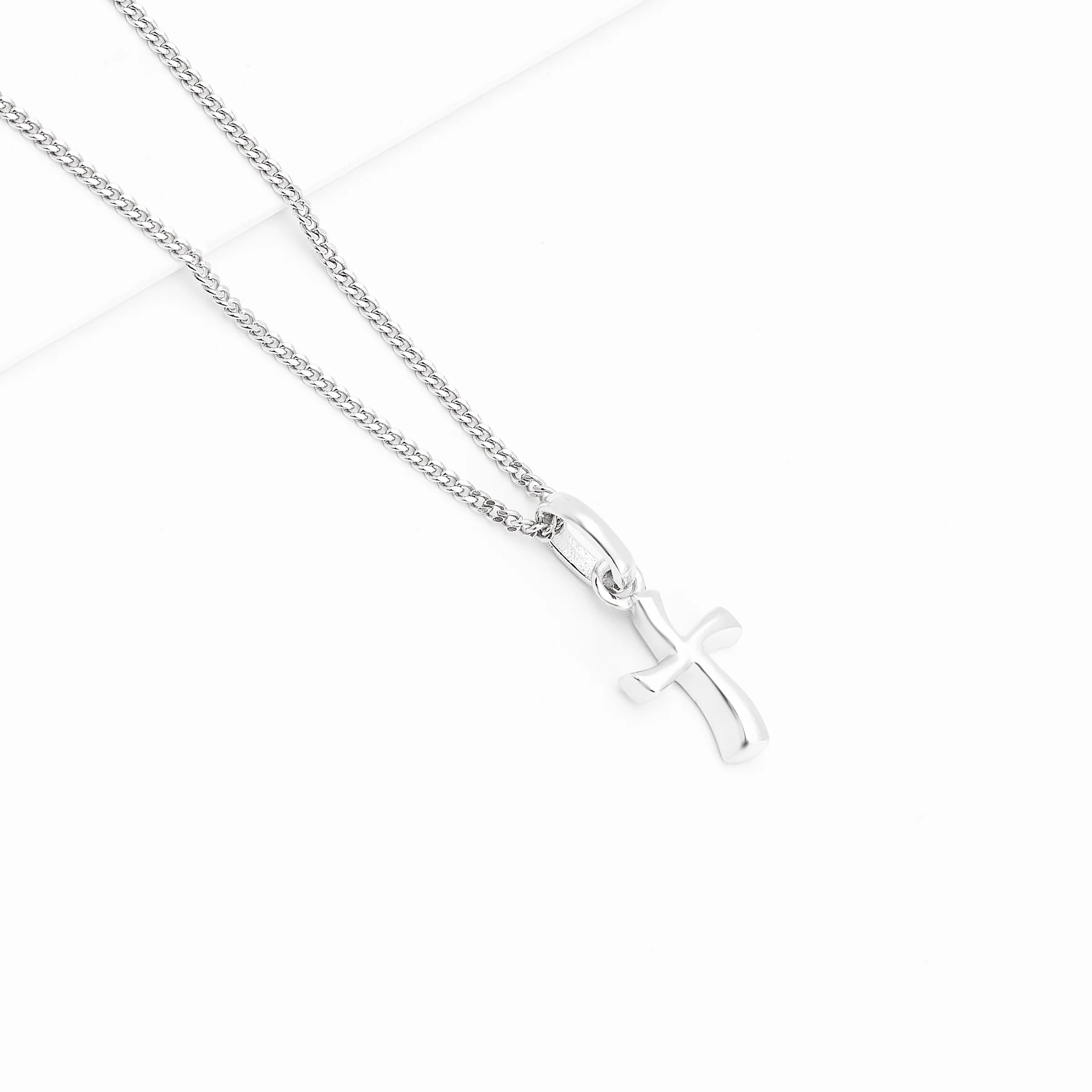 Sterling Silver Plain Wavy Cross Pendant 7x9mm - Image 3