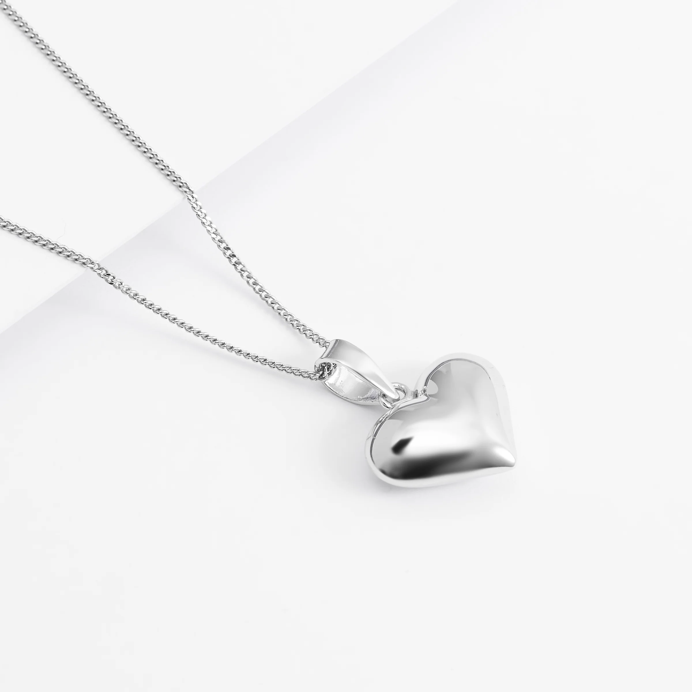 Sterling Silver Puffy Heart Pendant 15mm - Image 3