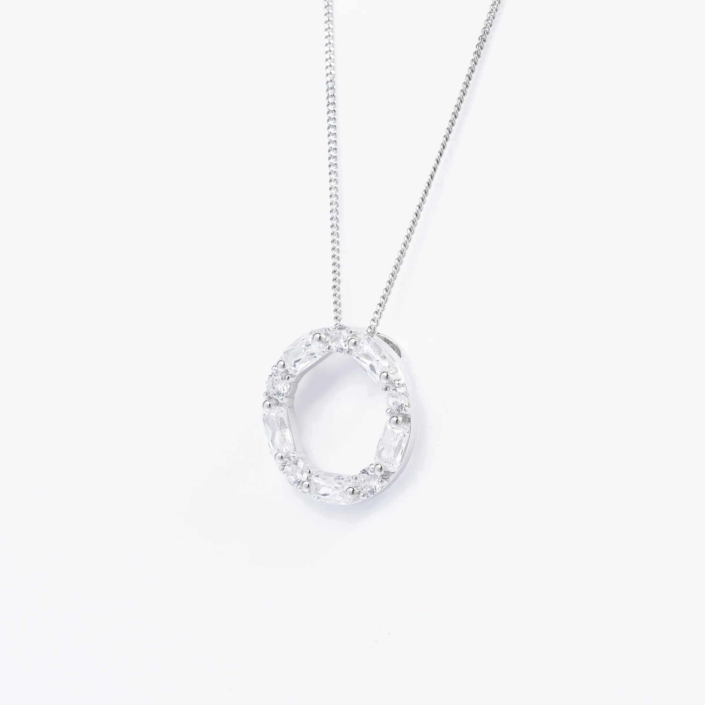 Sterling Silver Round And Baguette Zirconia Slider Pendant - Image 2