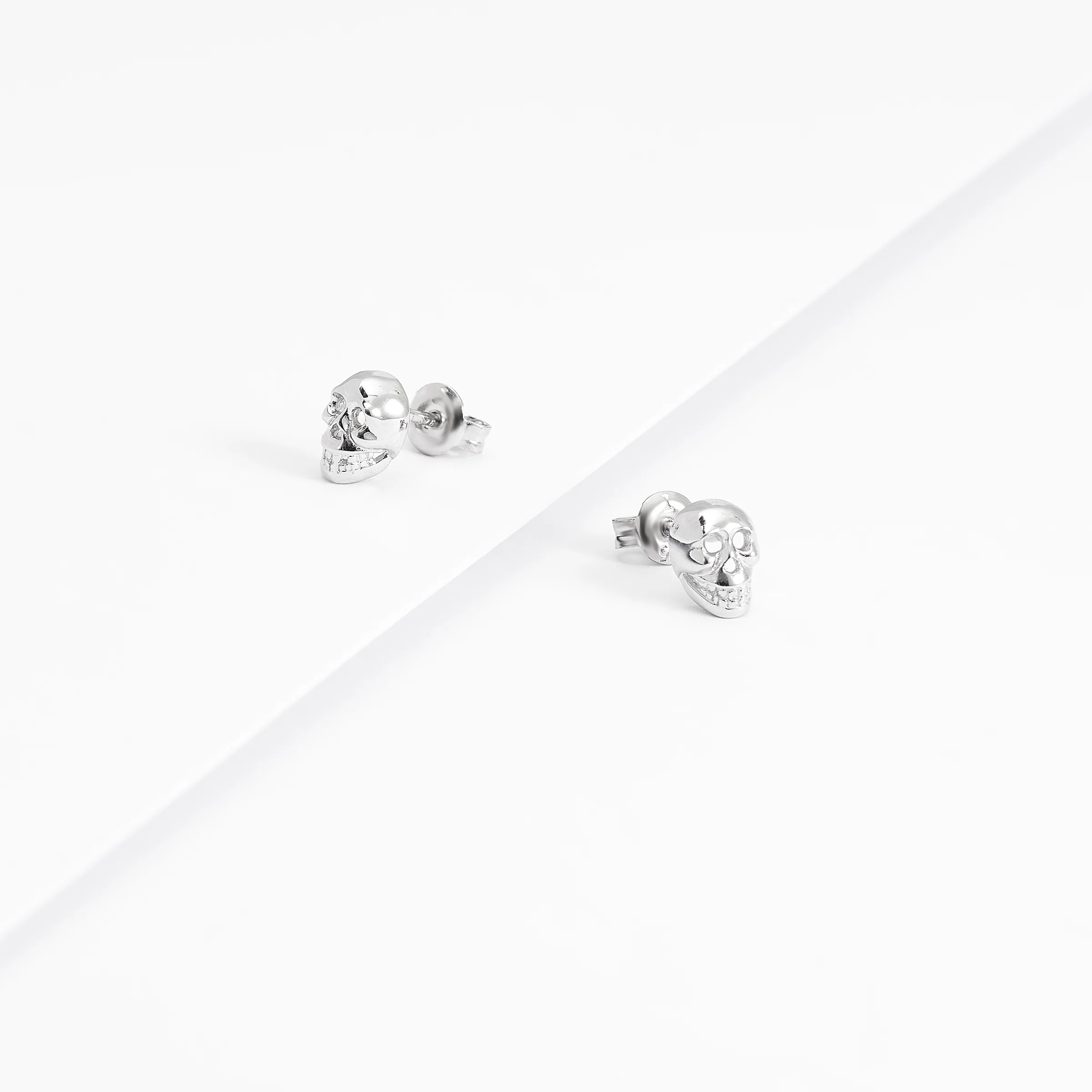 Sterling Silver Skull Stud Earrings - Image 2