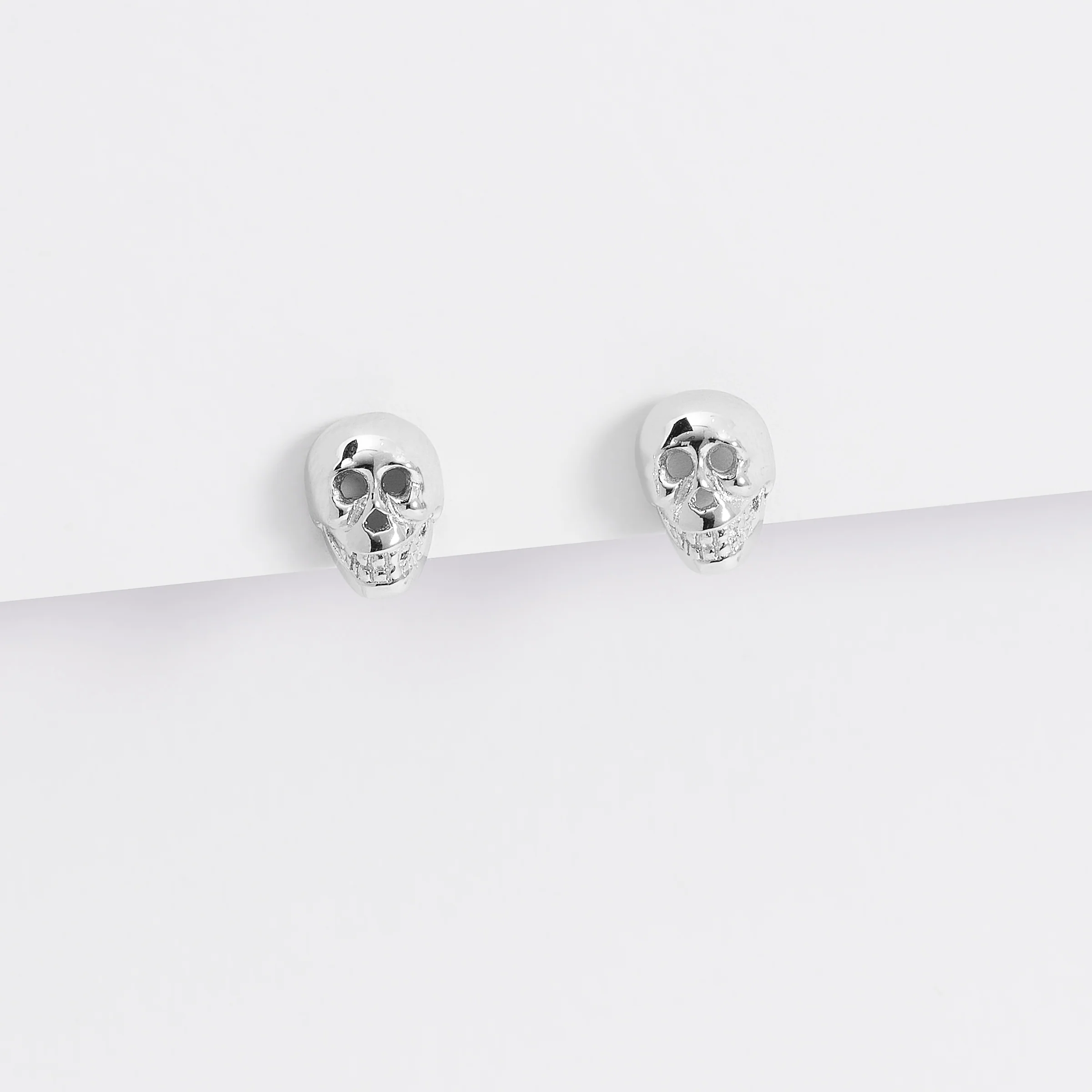 Sterling Silver Skull Stud Earrings - Image 3