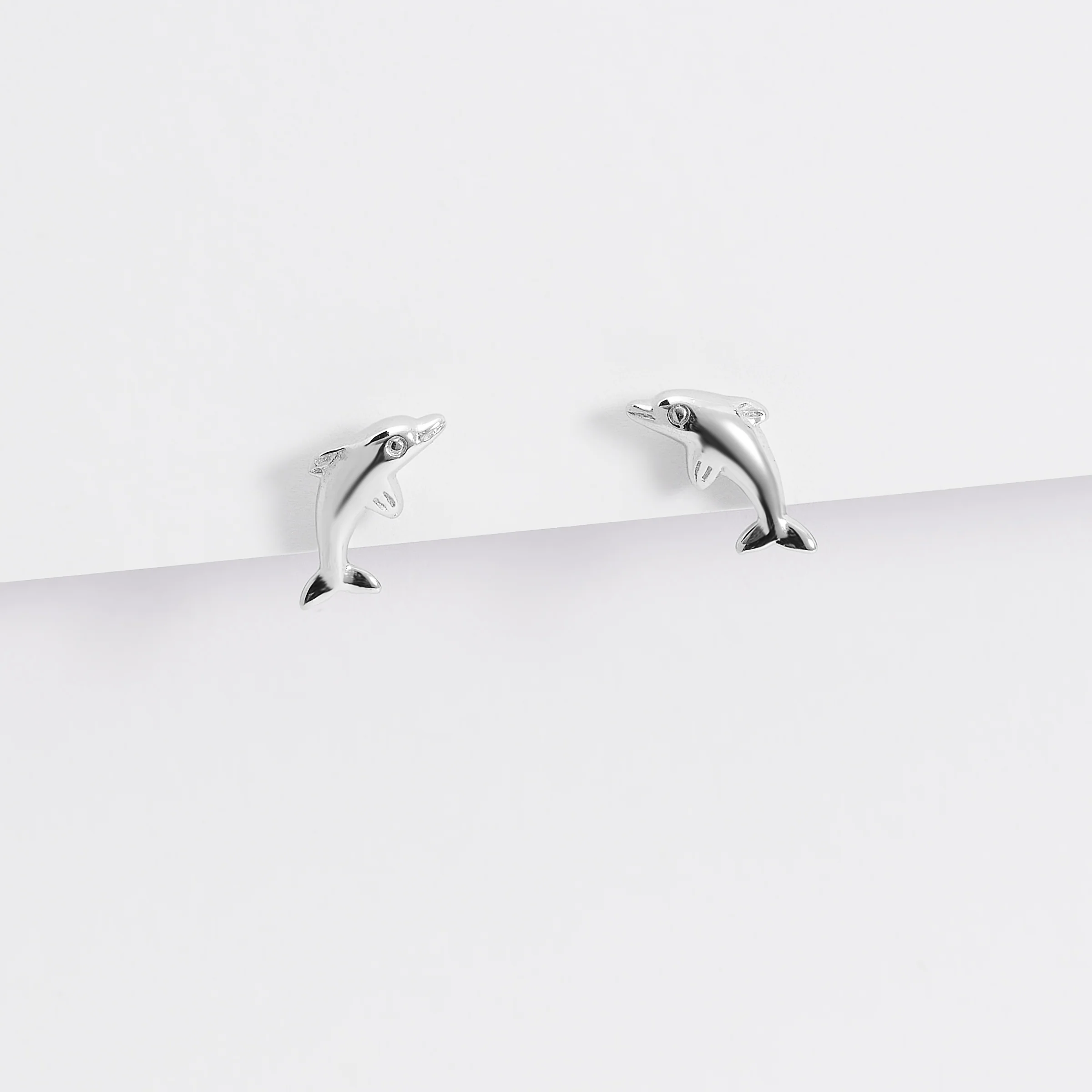 Sterling Silver Small Dolphin Stud Earrings - Image 3