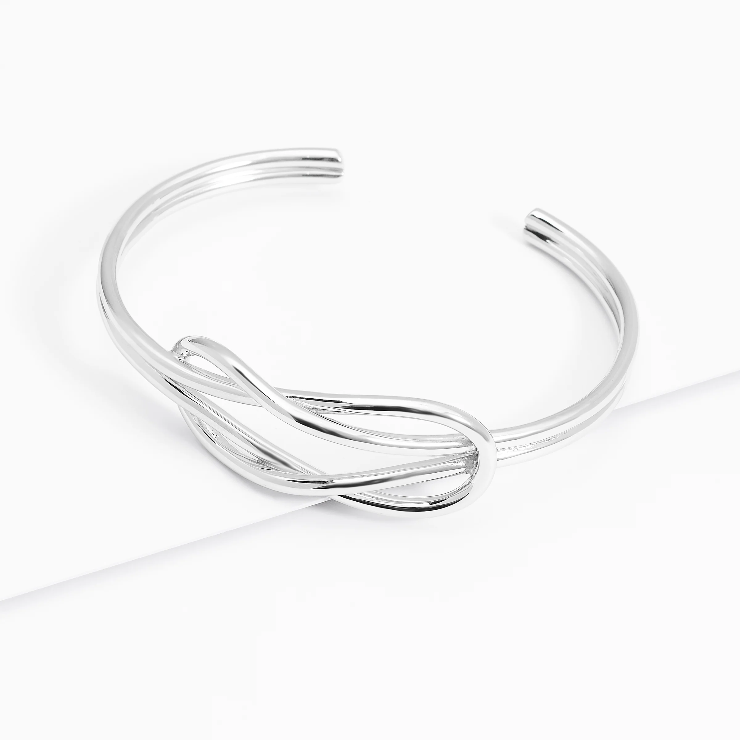 Sterling Silver Solid Knot Cuff Bangle 65mm - Image 3