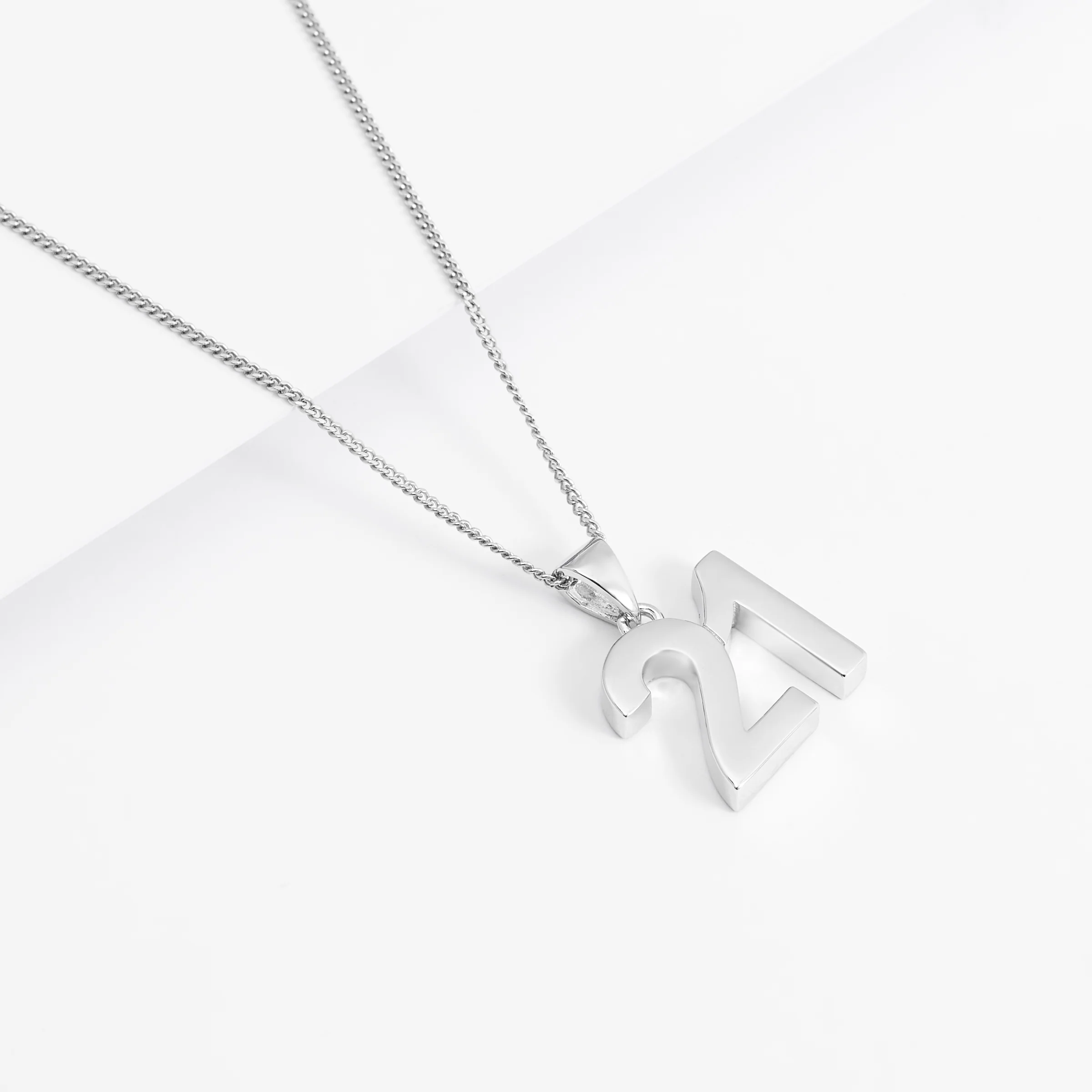 Sterling Silver Solid Number 21 Pendant - Image 2