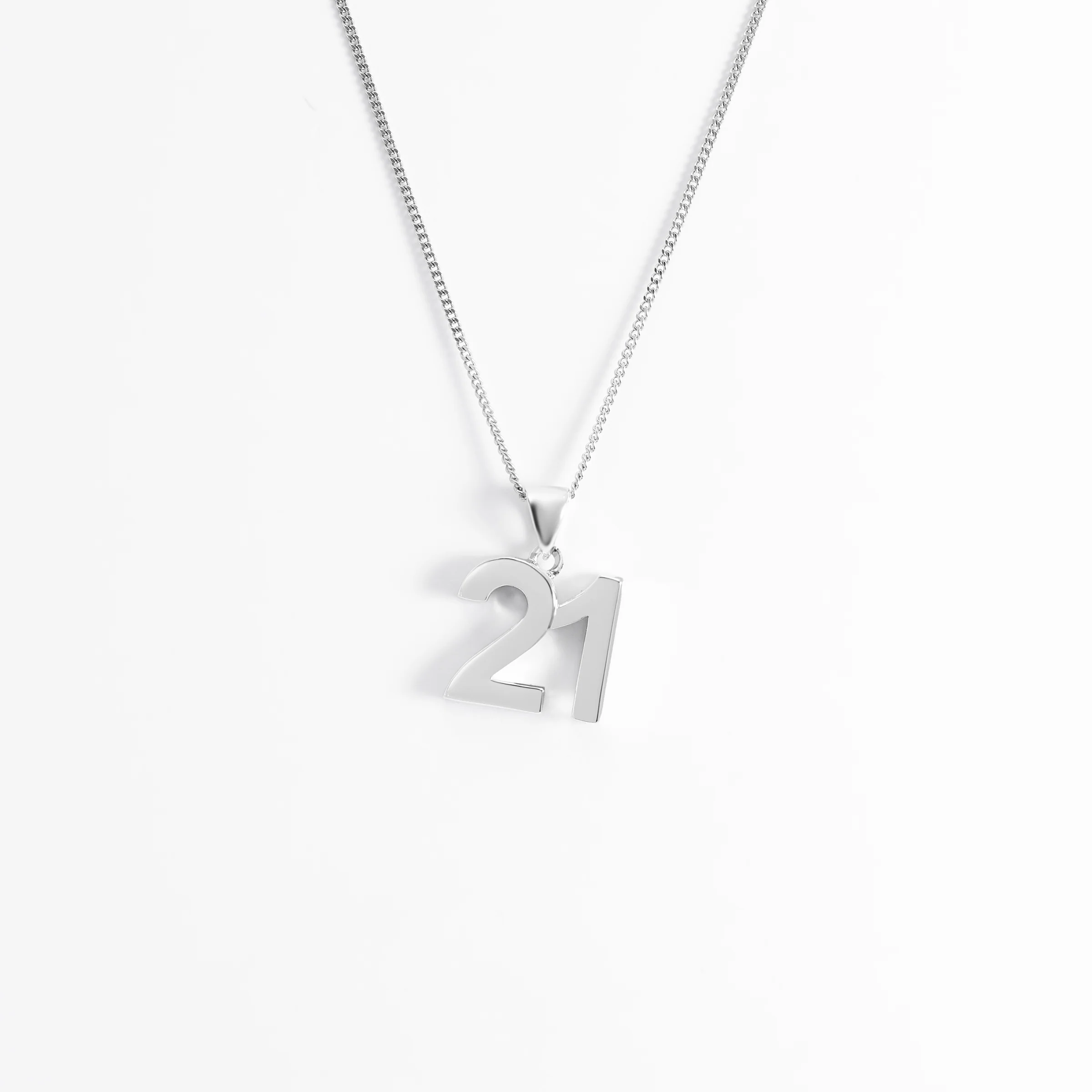 Sterling Silver Solid Number 21 Pendant - Image 3