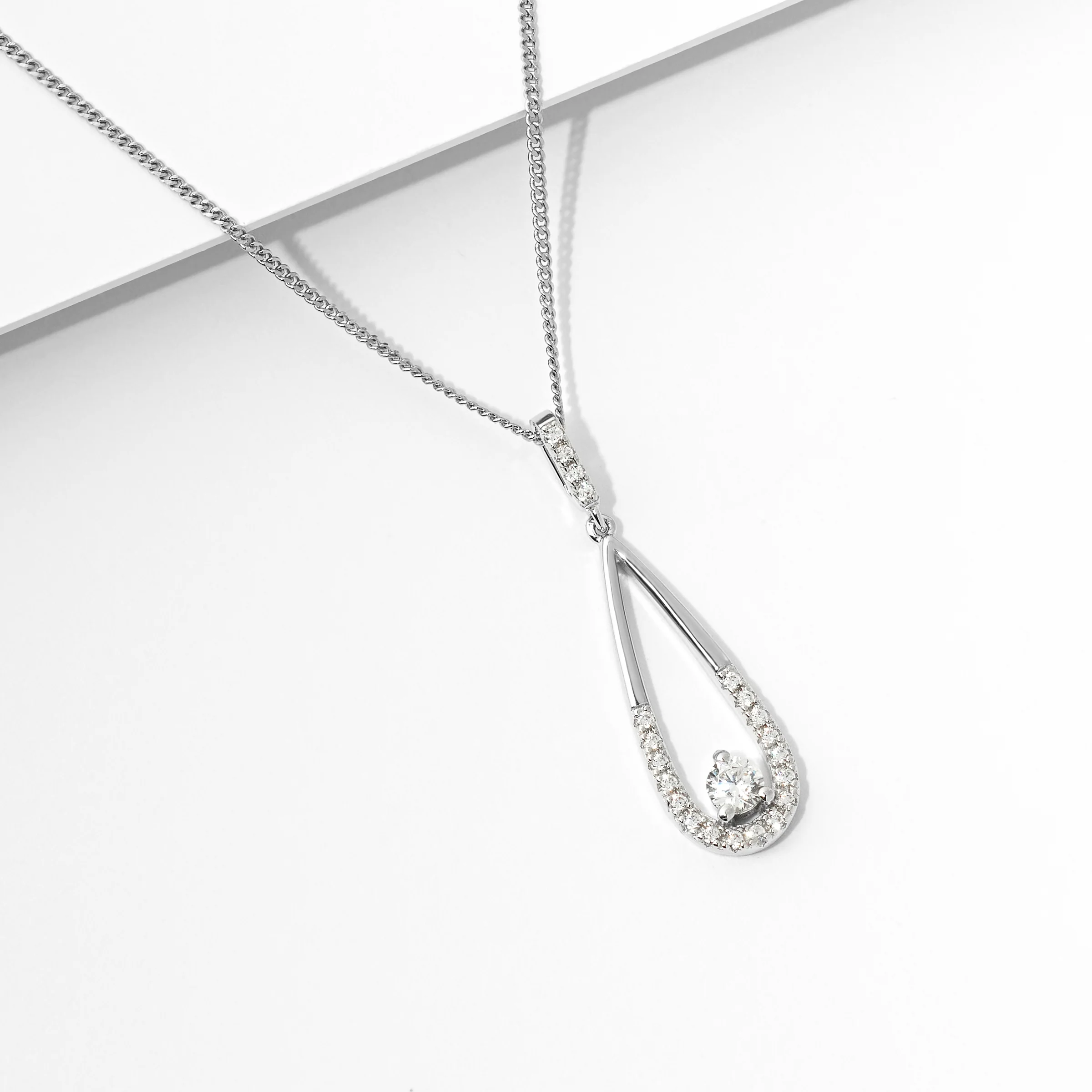 Sterling Silver Teardrop Zirconia Pendant - Image 2
