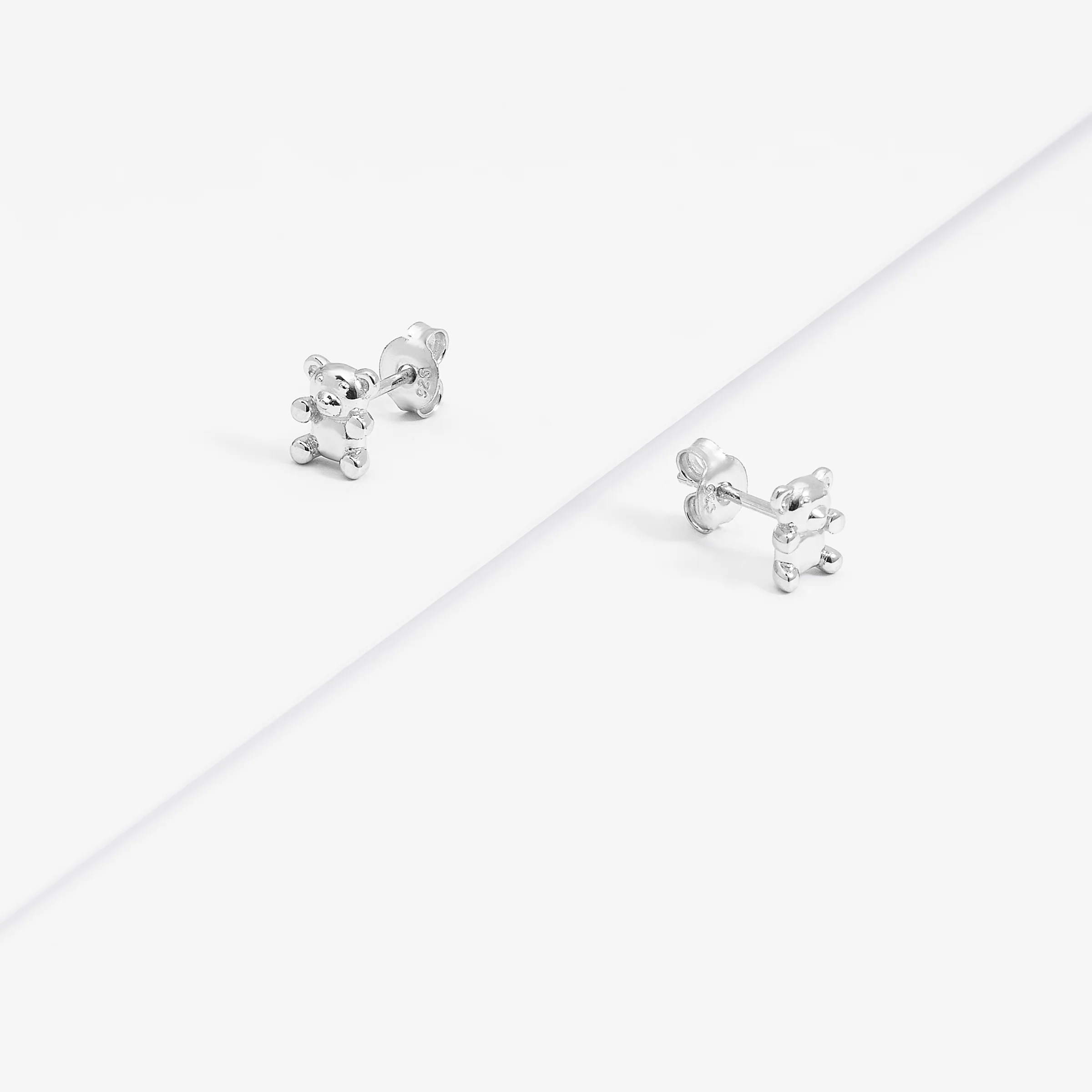 Sterling Silver Teddy Bear Stud Earrings - Image 3