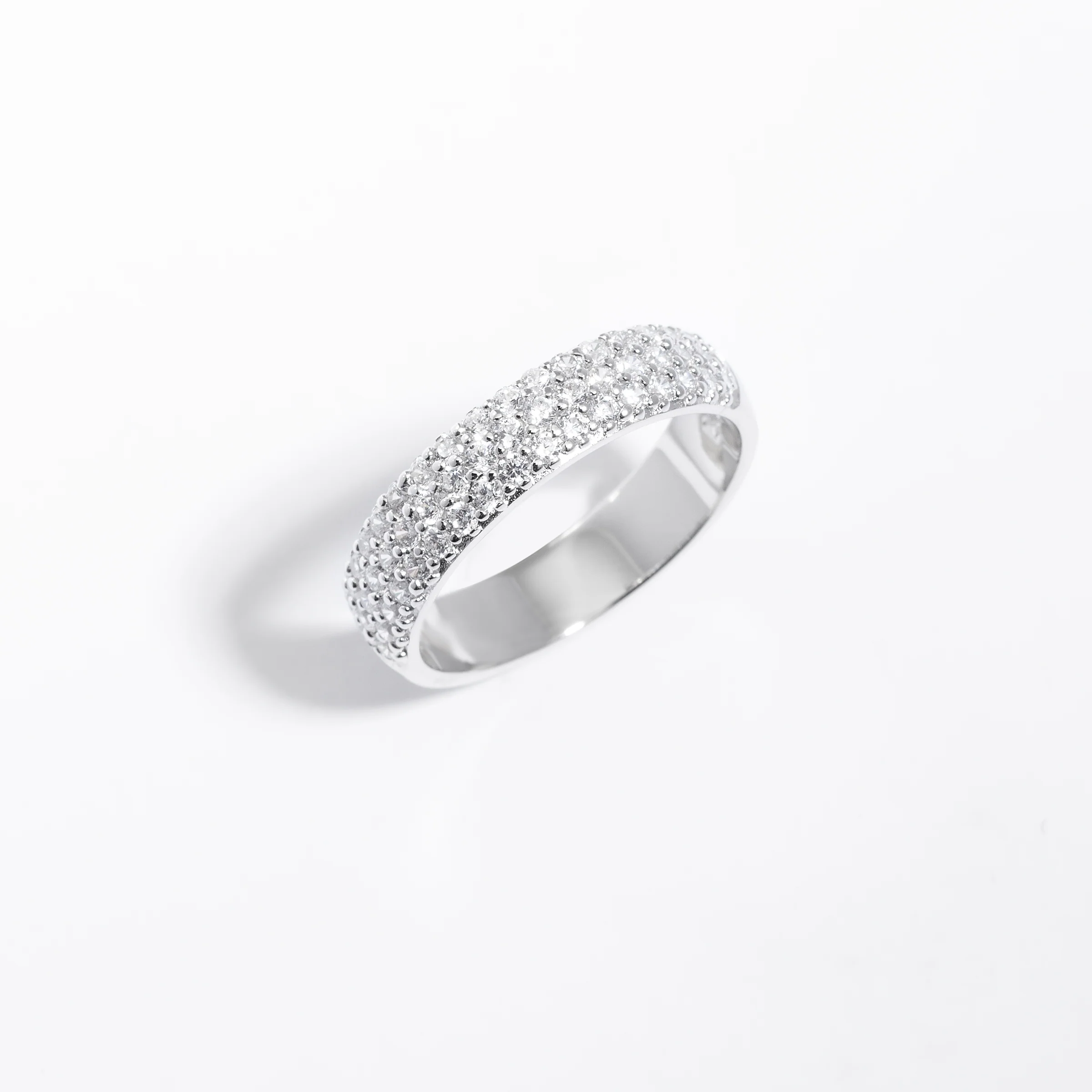 Sterling Silver Zirconia 3 Row Pave Ring - Image 2