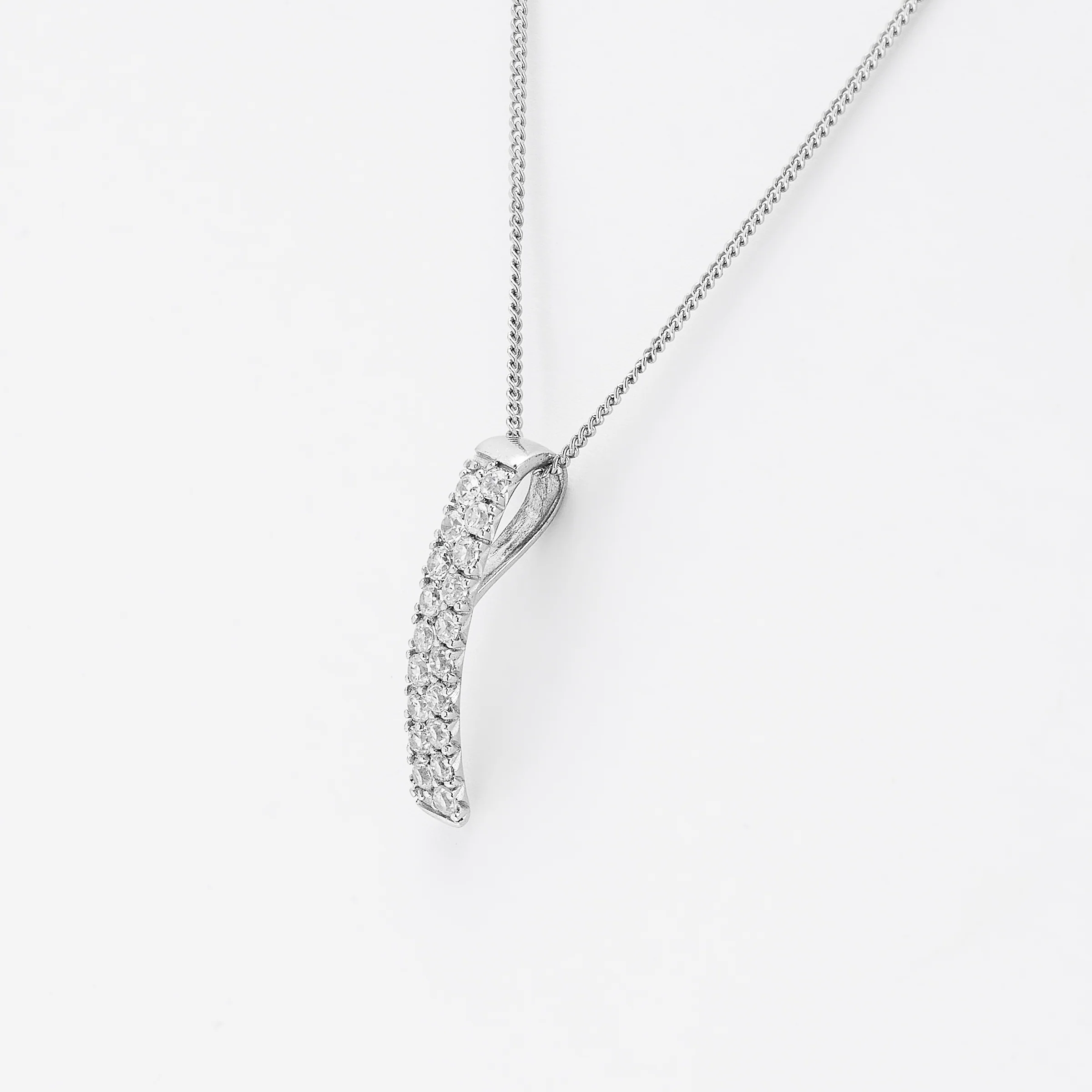 Sterling Silver Zirconia Arc Double Row Slider Pendant - Image 2