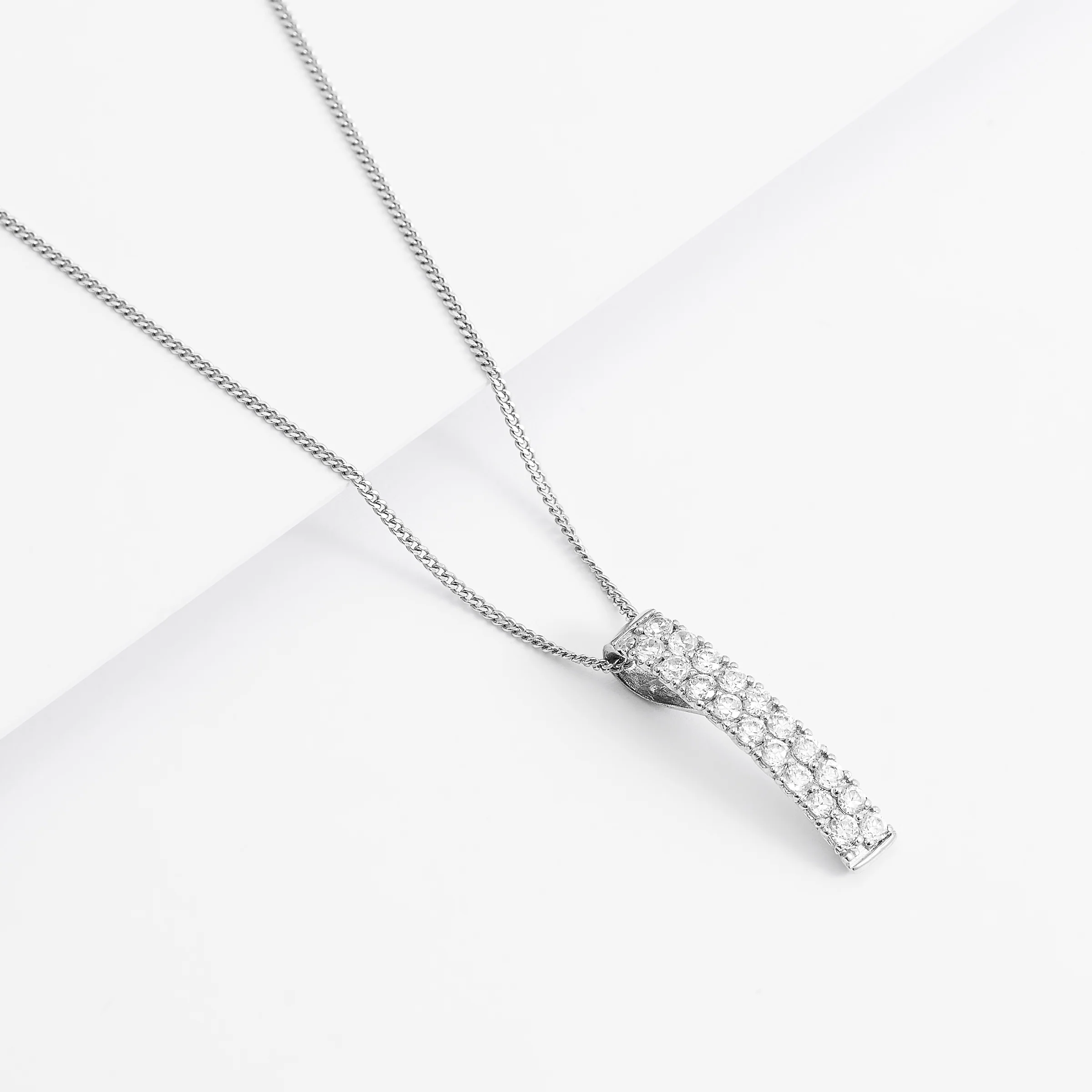 Sterling Silver Zirconia Arc Double Row Slider Pendant - Image 3