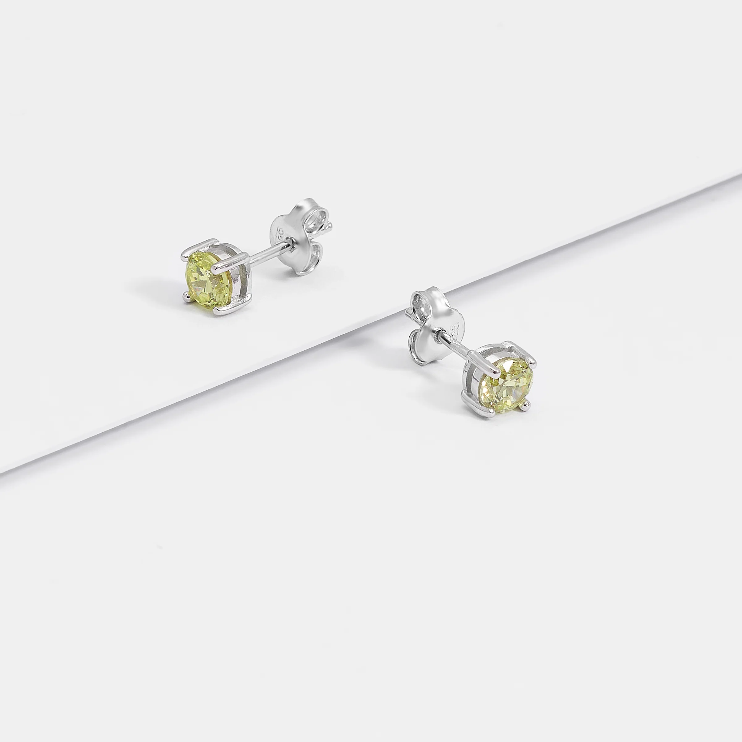 Sterling Silver Zirconia August Birthstone Stud Earrings 5mm - Image 3