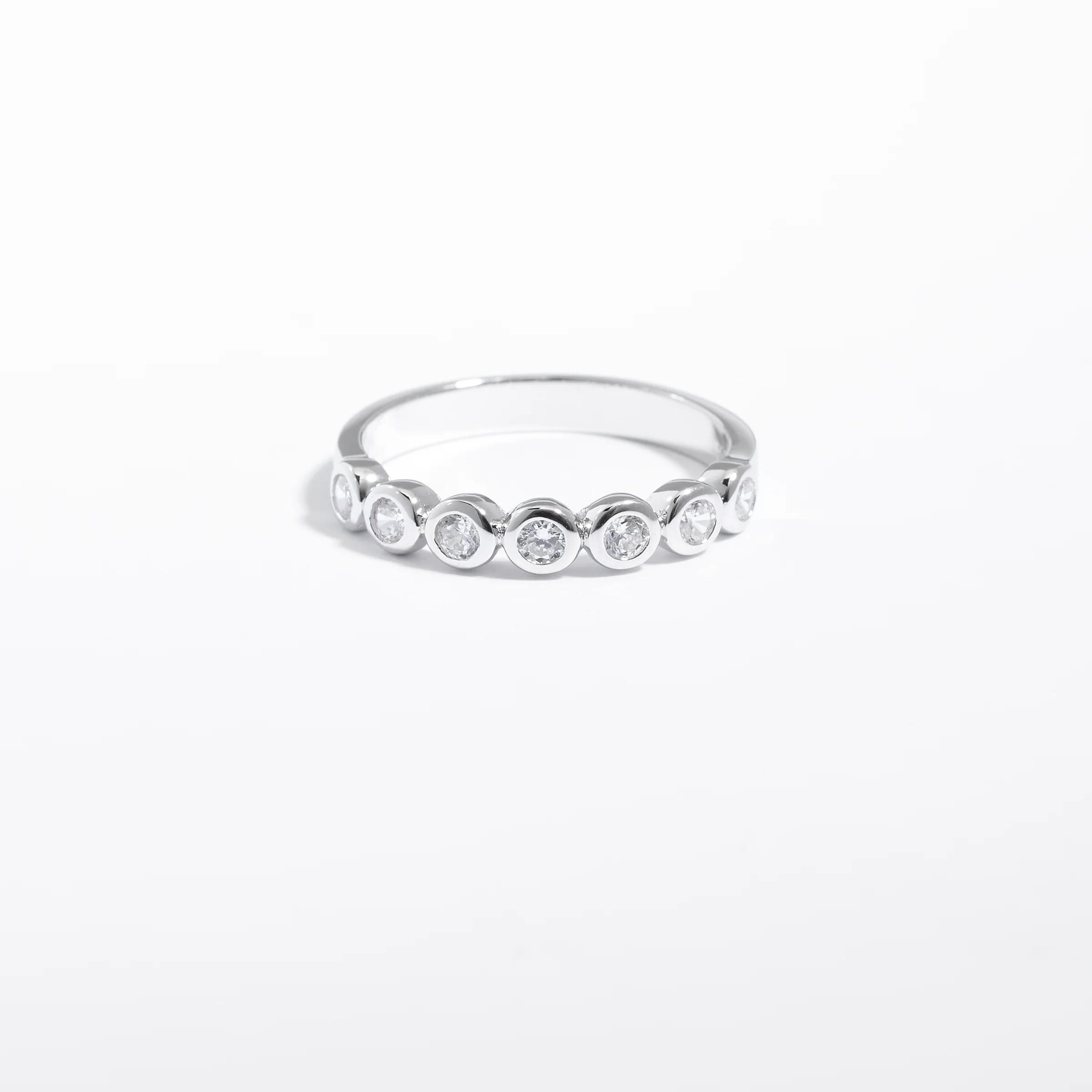 Sterling Silver Zirconia Bezel Band Ring - Image 3