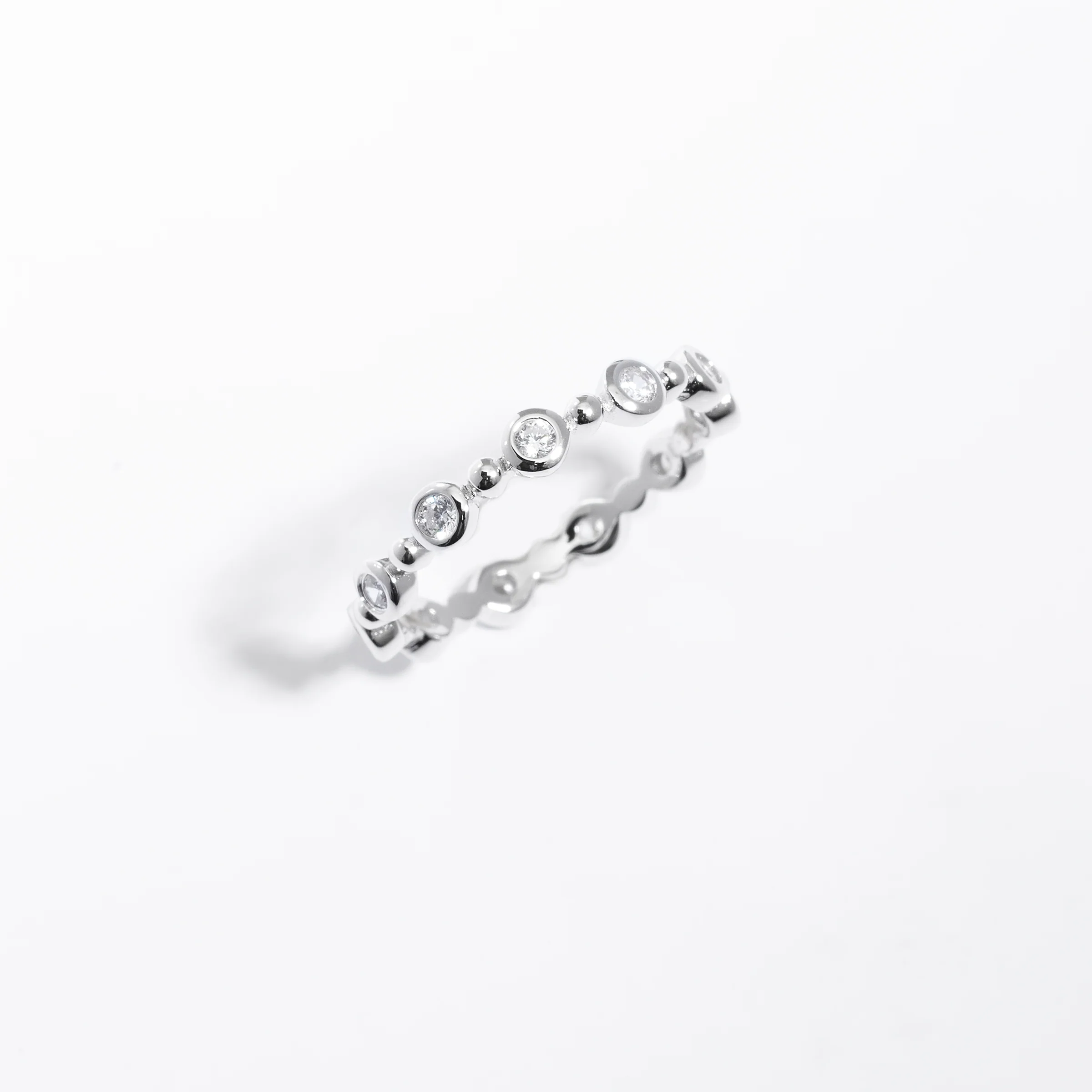 Sterling Silver Zirconia Bezel Bubble Ring - Image 2