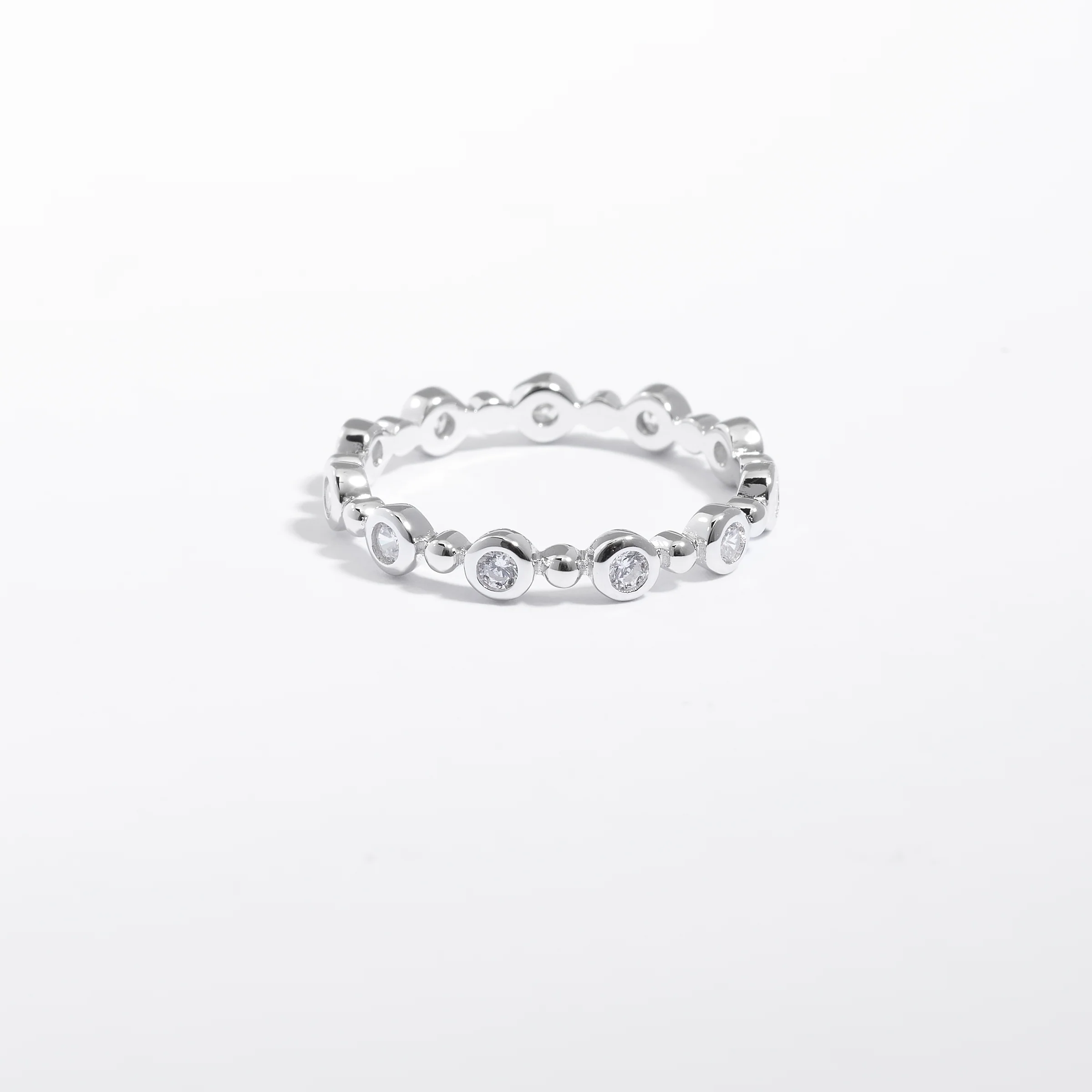 Sterling Silver Zirconia Bezel Bubble Ring - Image 3