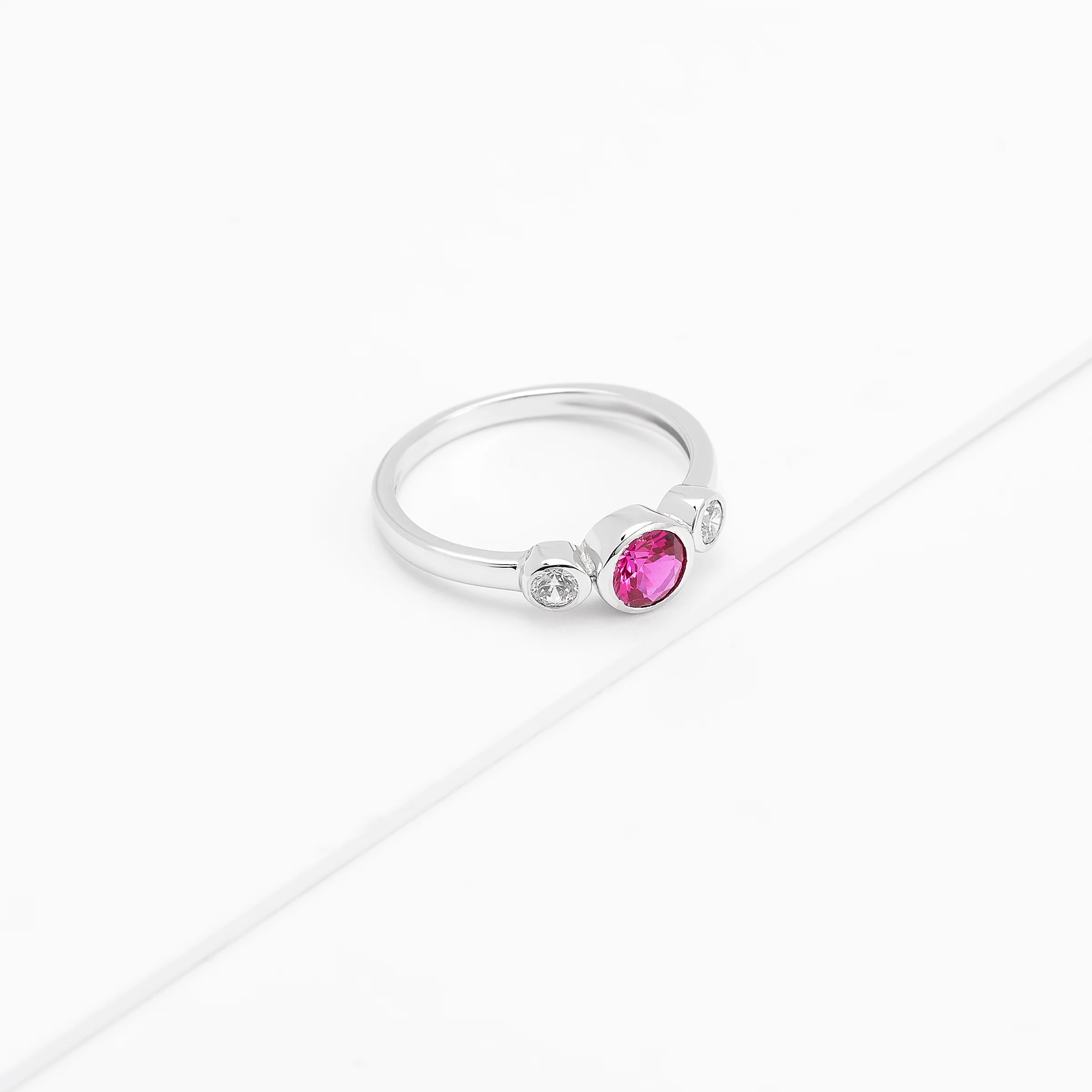 Sterling Silver Zirconia Bezel July Birthstone Ring - Image 3