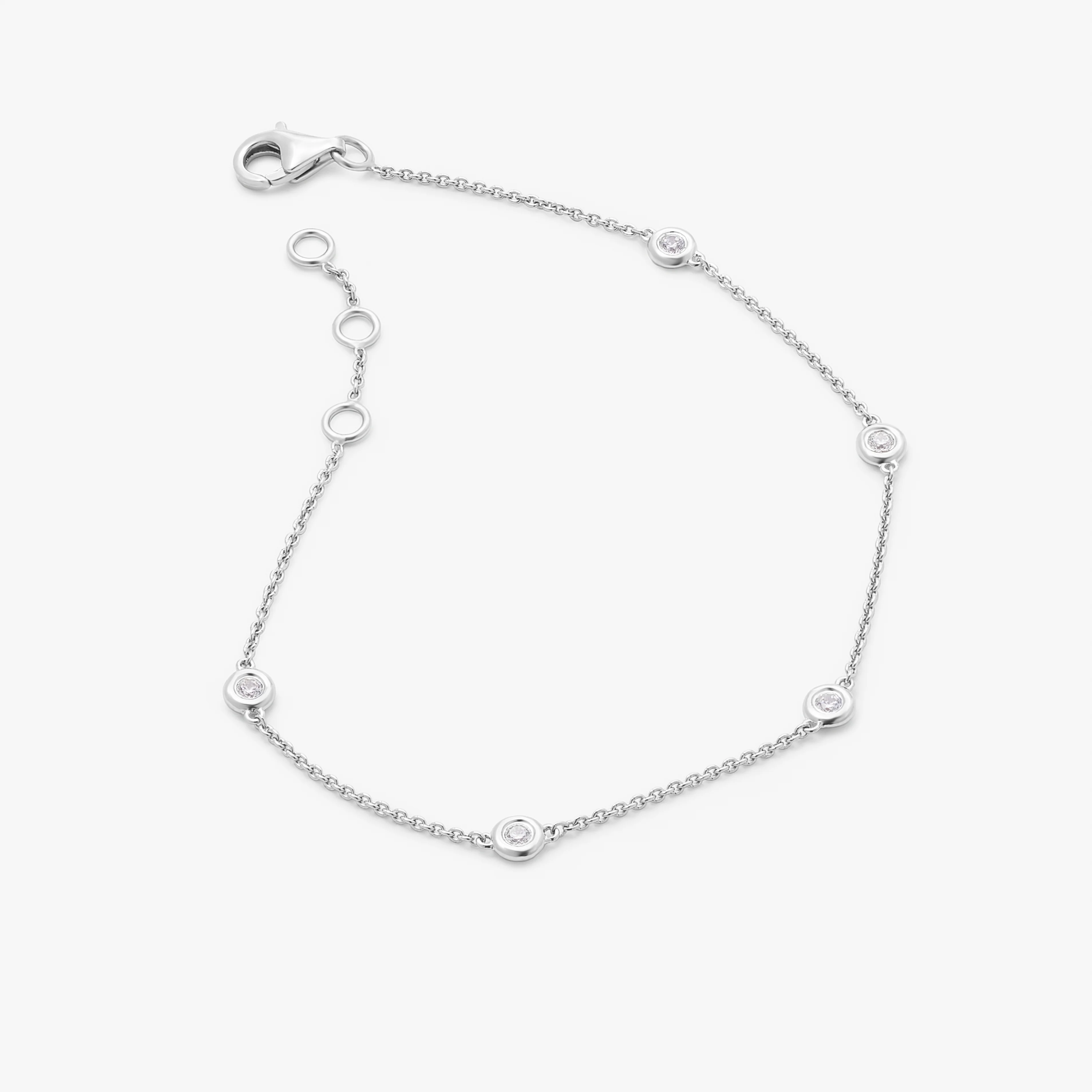 Sterling Silver Zirconia Bezel Station Bracelet - Image 3